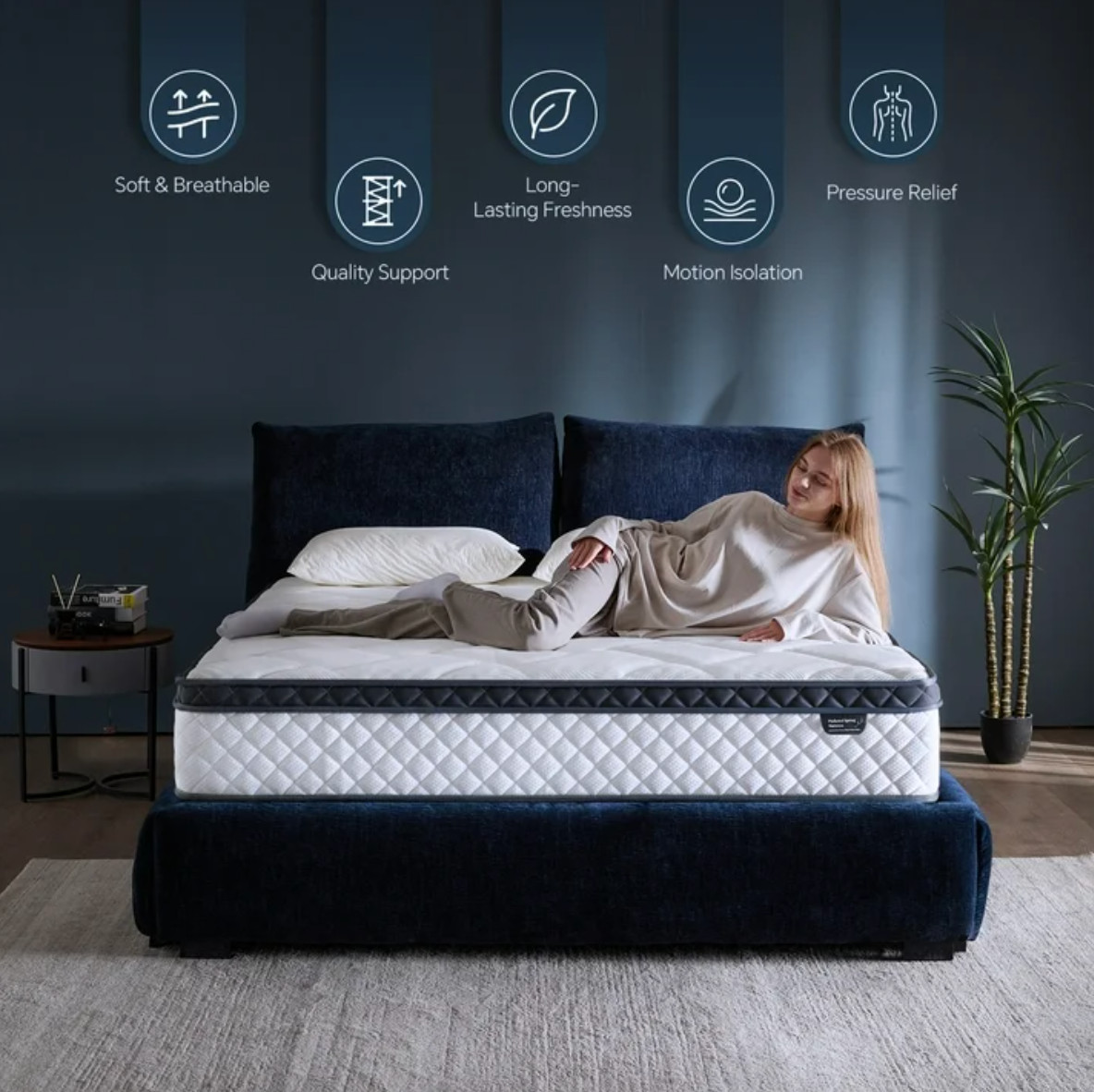 12″ Queen Colchon Memory Foam Hibrido Cama Queen Mattress Medium Firm Hybrid