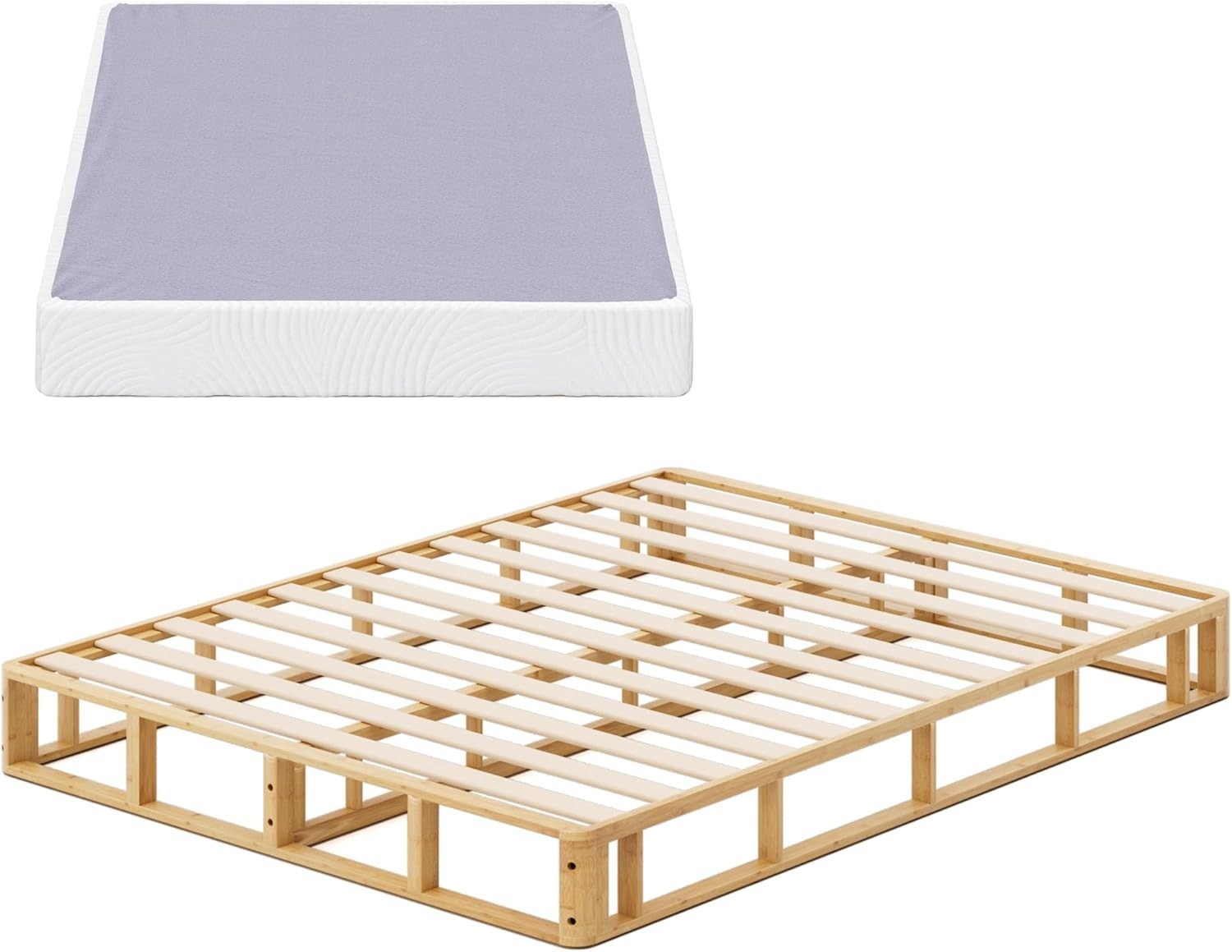 Edgar 8 Inch Bamboo Box Spring, Mattress Foundation, Sturdy Bamboo Structure,…