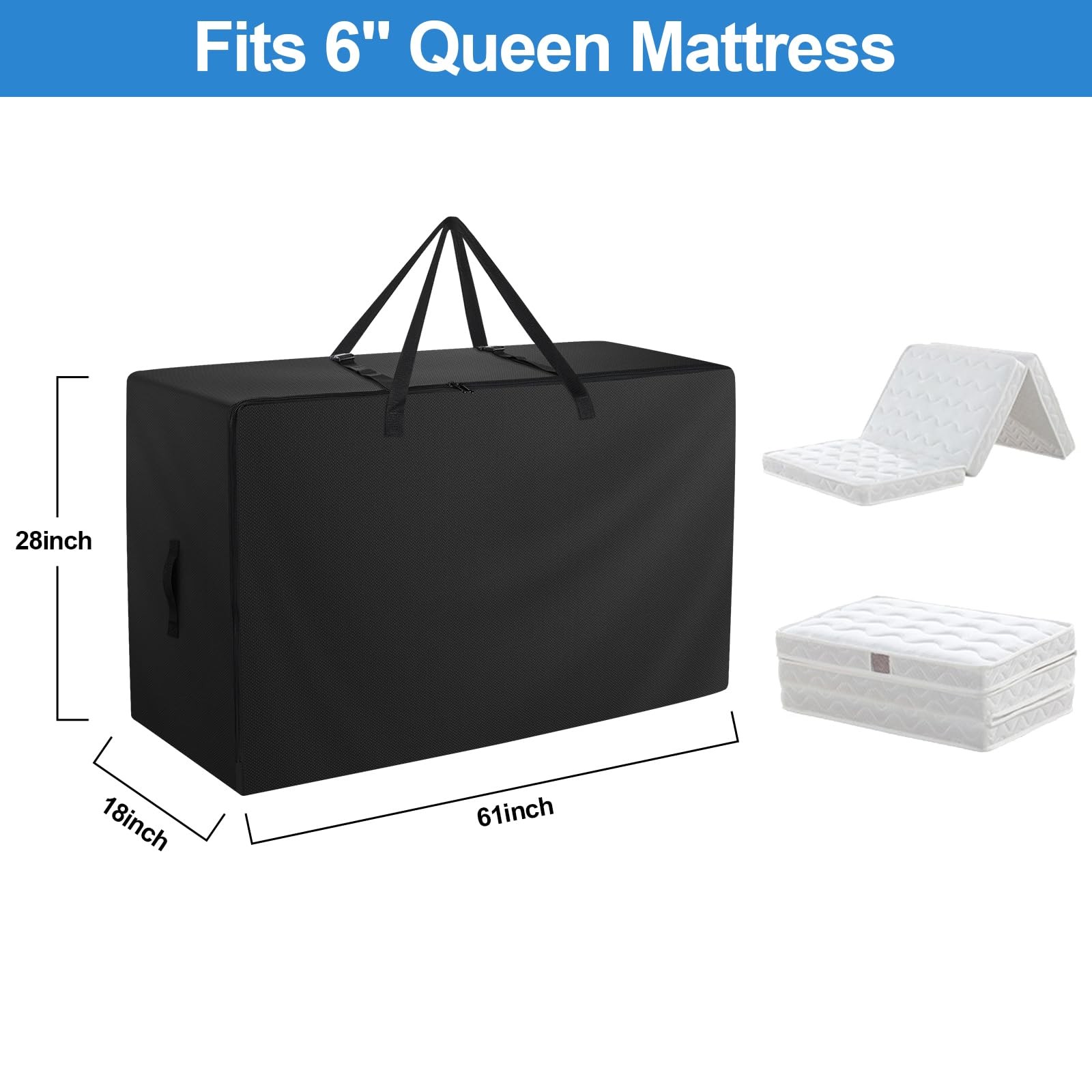 Folding Mattress Bag – 600D Oxford Cloth Heavy Duty Carry Case for Tri-Fold G…