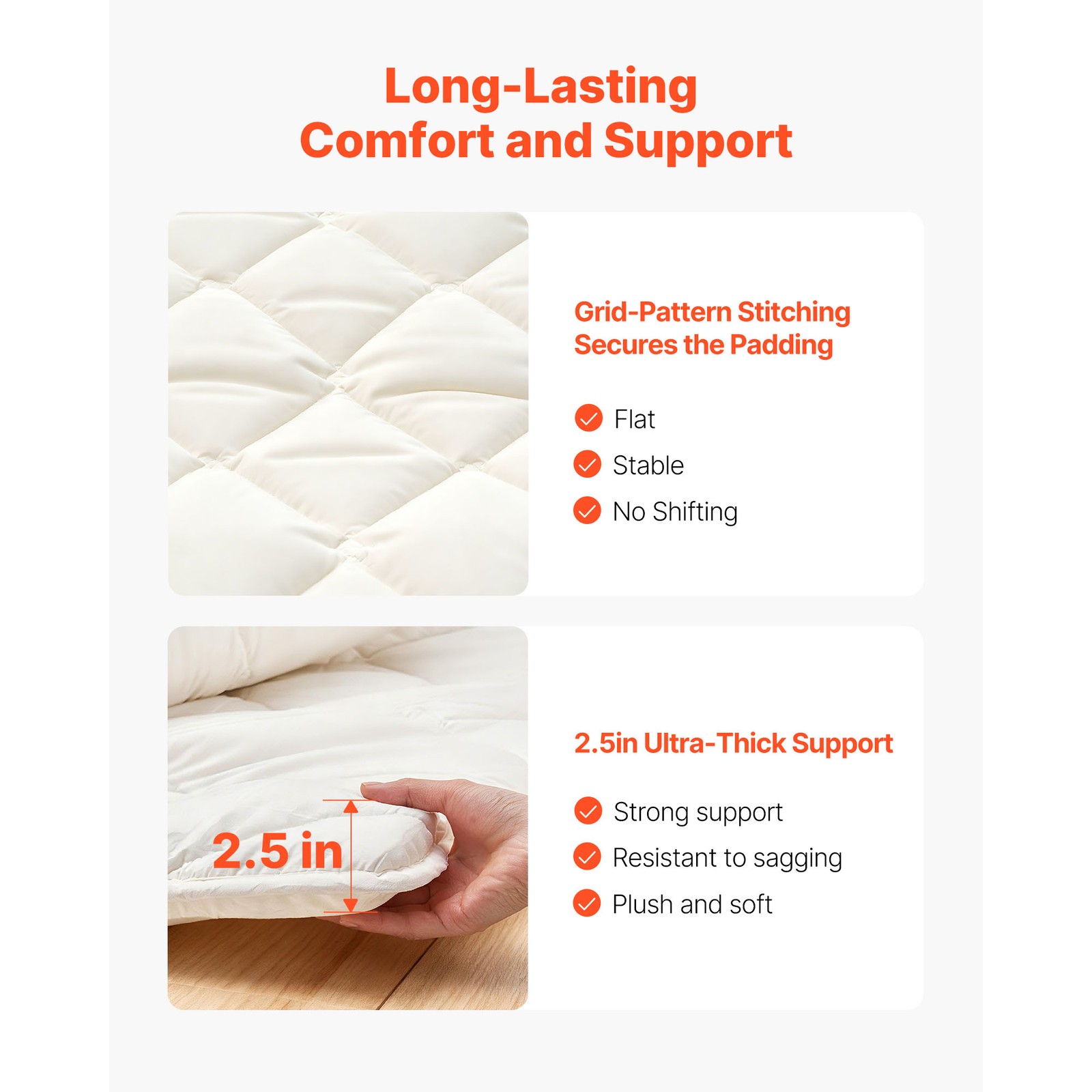 Uimoso Japanese Tatami Mat Twin Foldable Futon Mattress with Storage Bag, White