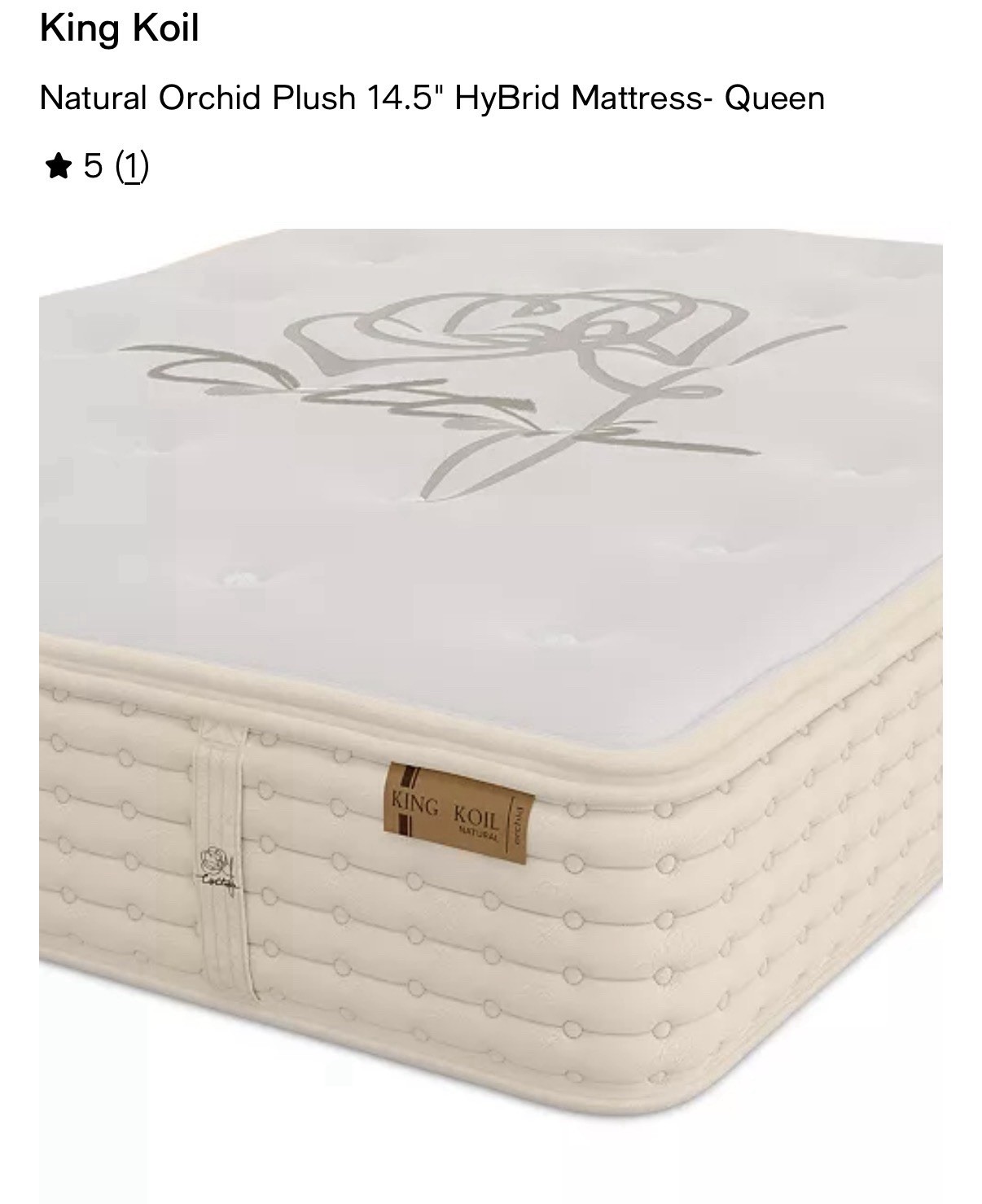 Queen Mattress Plush 14.5” Luxury Natural Hybrid Pickup ONLY