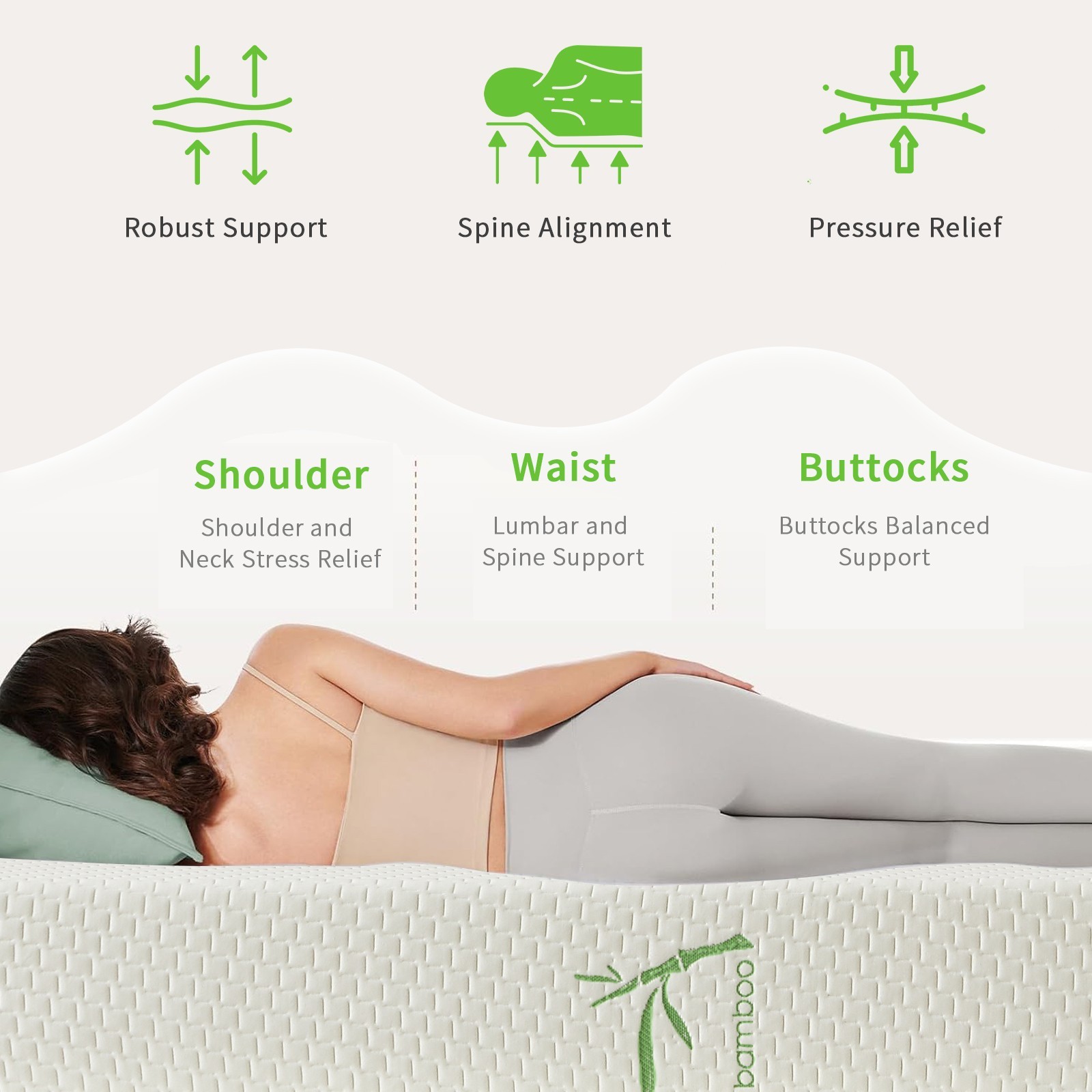 5″ 6″ 8″ Gel Memory Foam Mattress with Breathable Bamboo Fabric Removable Cover