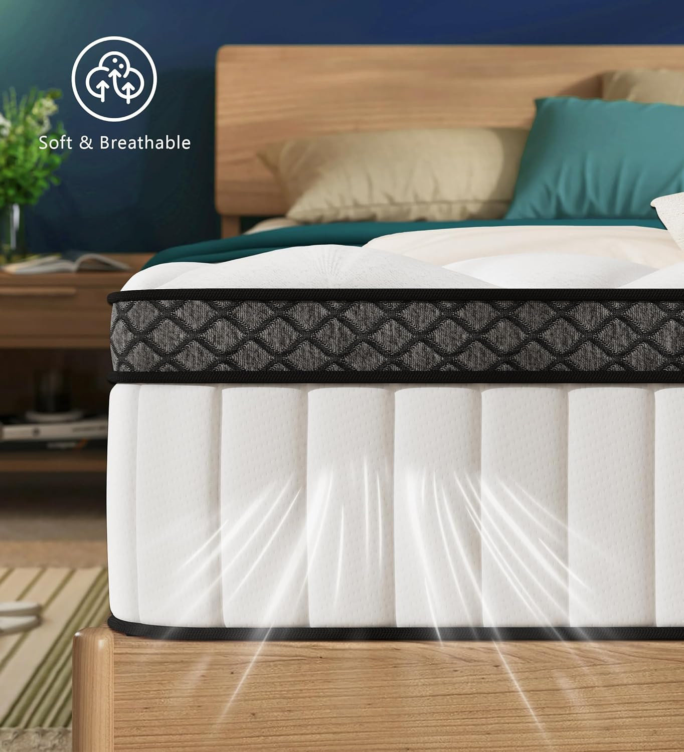 Full Mattress,10 Inch Hybrid White Mattresses,Gel Memory Foam Spring Mattress in