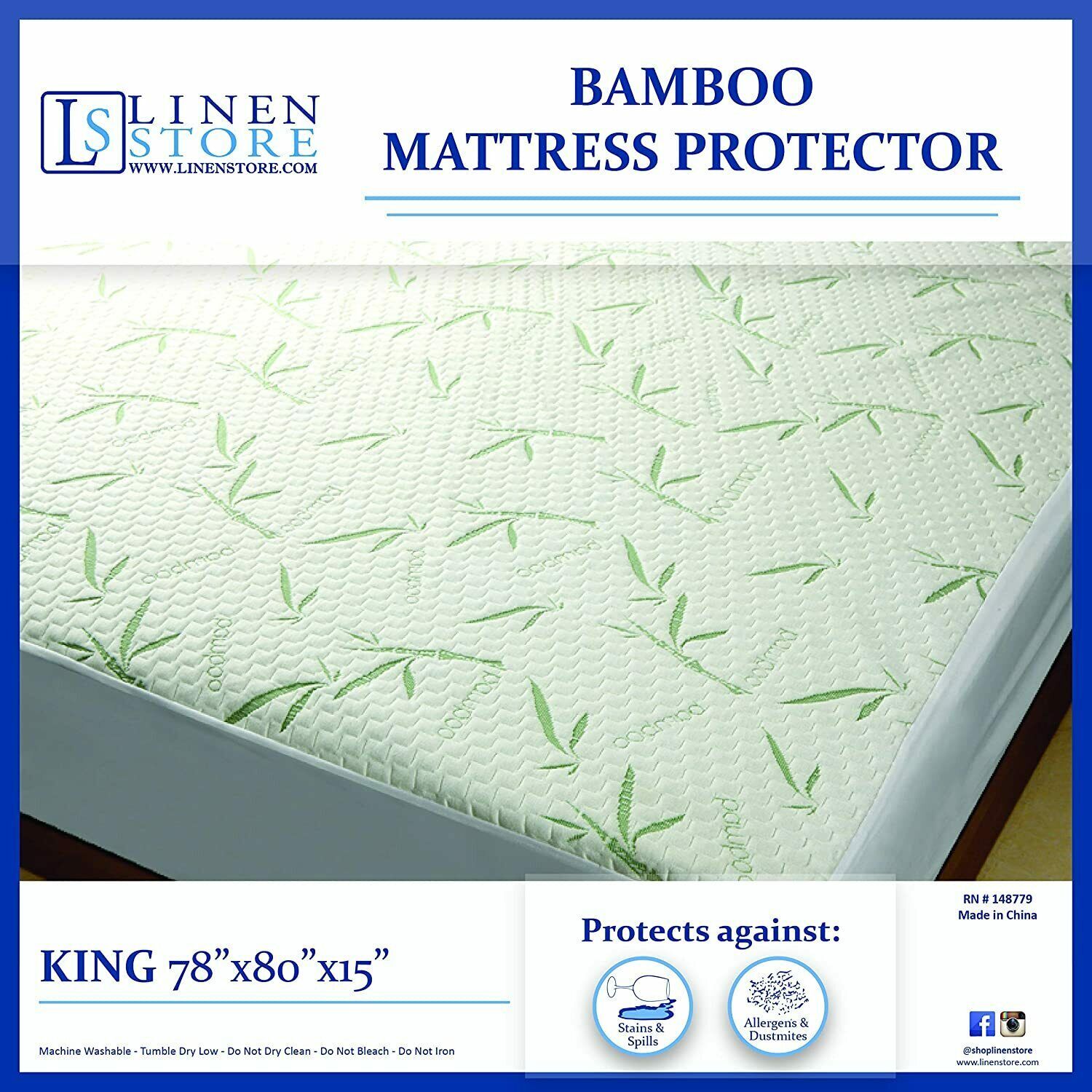 Premium Ultra Soft Bamboo Mattress Protector Water Resistant Breathable