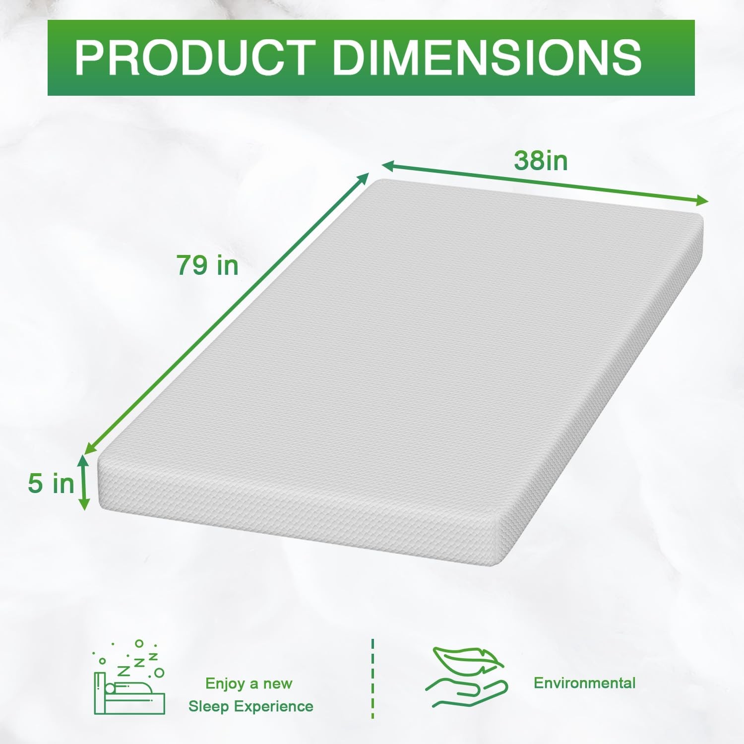 Twin-XL 5 Inch Gel Memory Foam Mattress Medium-Firm Pressure Relief Cooler Sleep