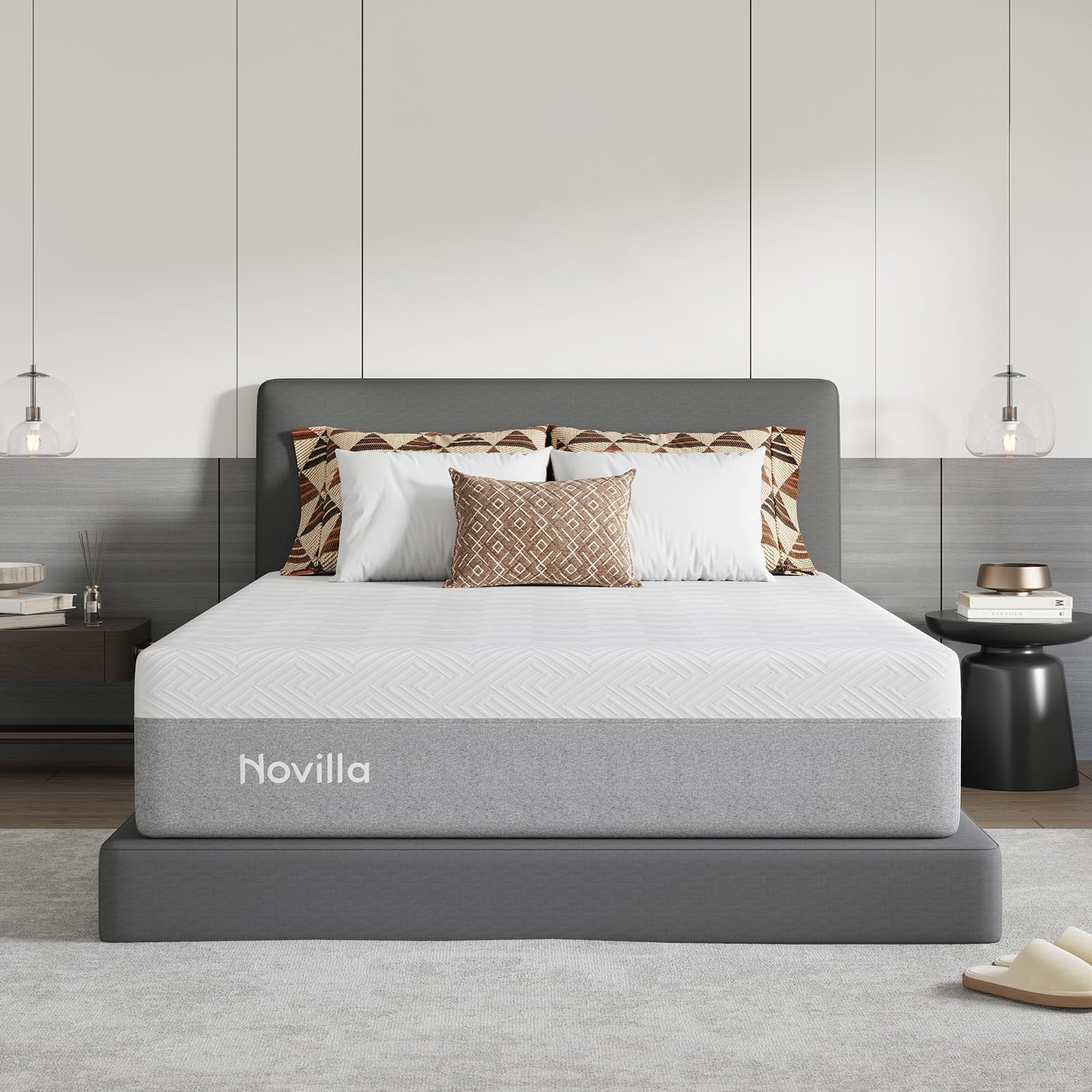 14 Inch Queen Gel Memory Foam Mattress Box Pressure Relieving Grey