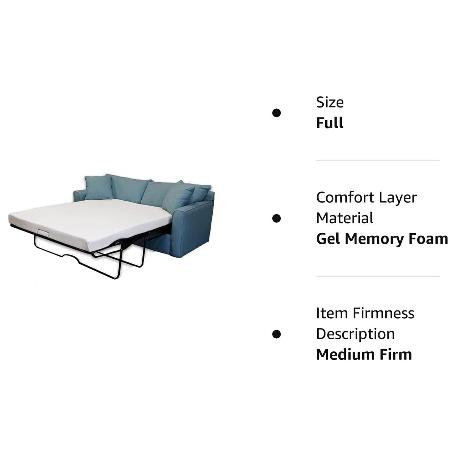 Dynasty Mattress Memory Foam Full Mattress for Pull Out Sofa (Sofa Not Included)