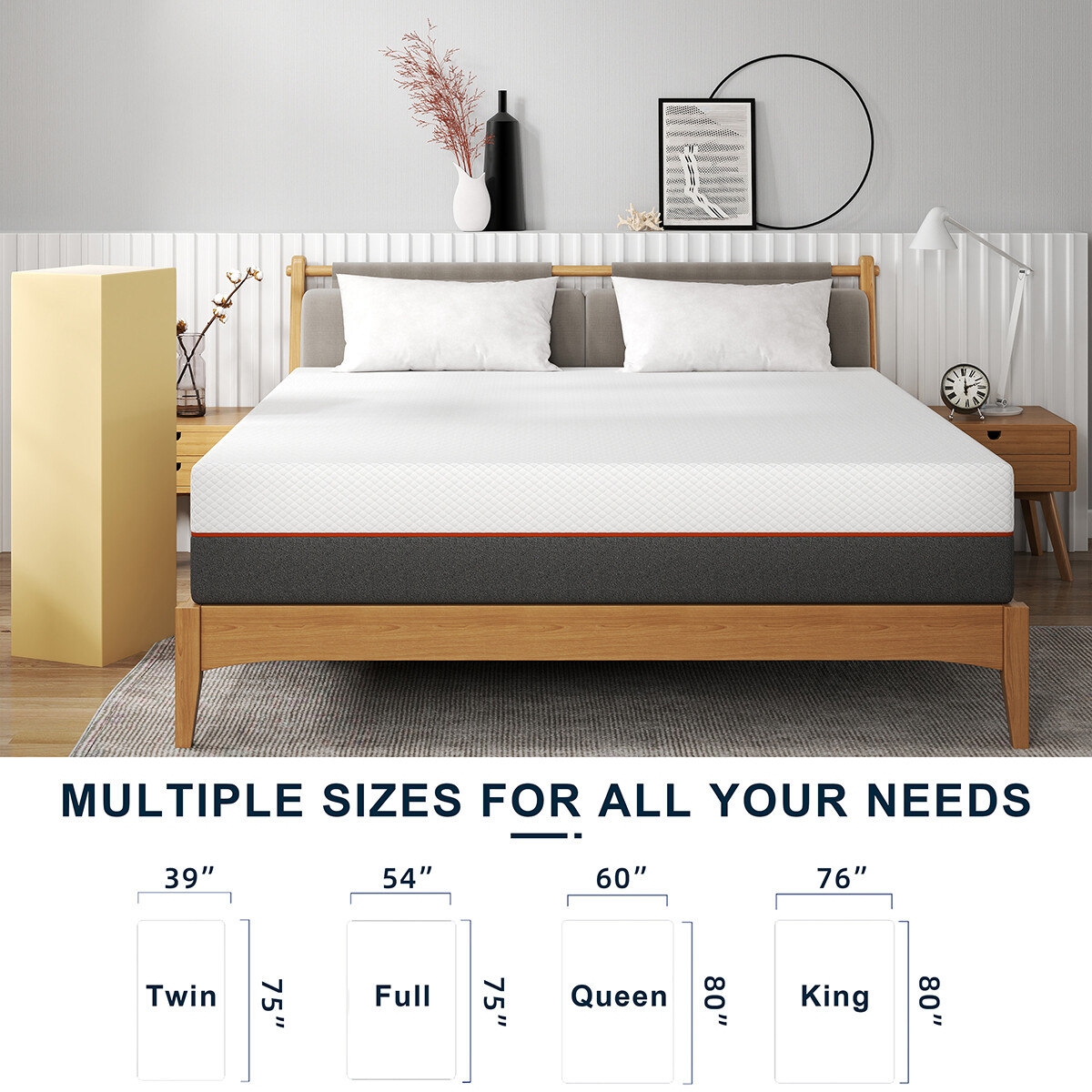 10″ Gel Memory Foam Mattress In A Box Twin Full Queen King Reversible Mattresses