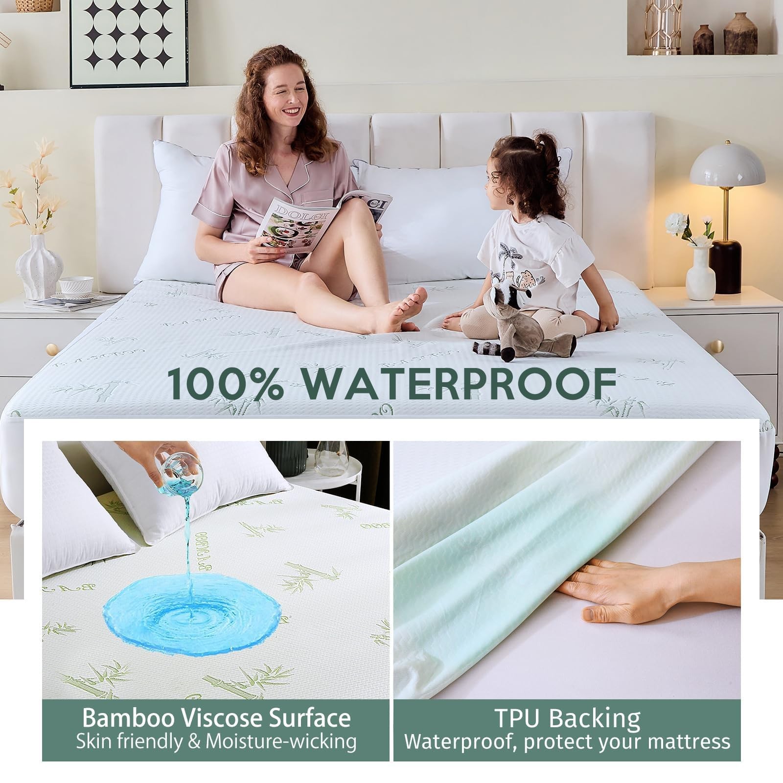 MUXHOMO 2 Pack California King Mattress Protector, King, White