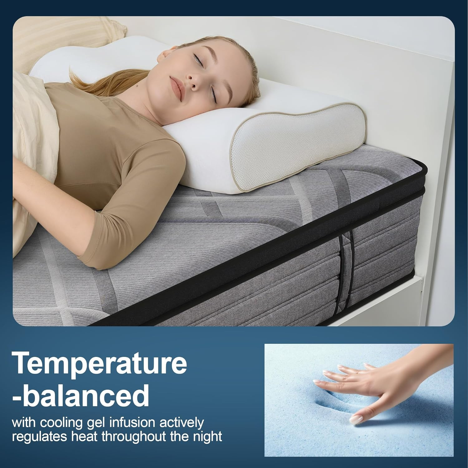 14″ Medium Firm Hybrid Queen Mattress – Gel Memory Foam & Pocket Coils