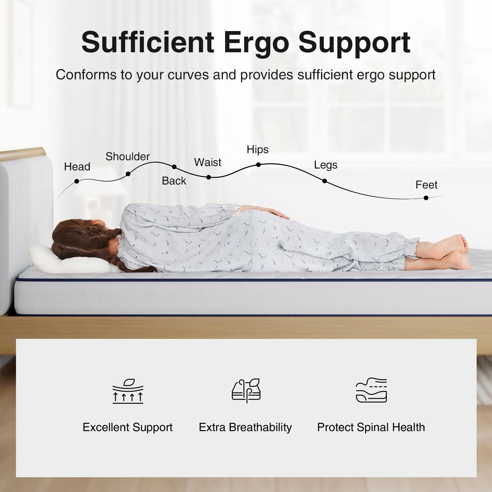 8 inch Twin Size Mattresses, Foam and Spring Hybrid Twin Bed Mattress with Ad…