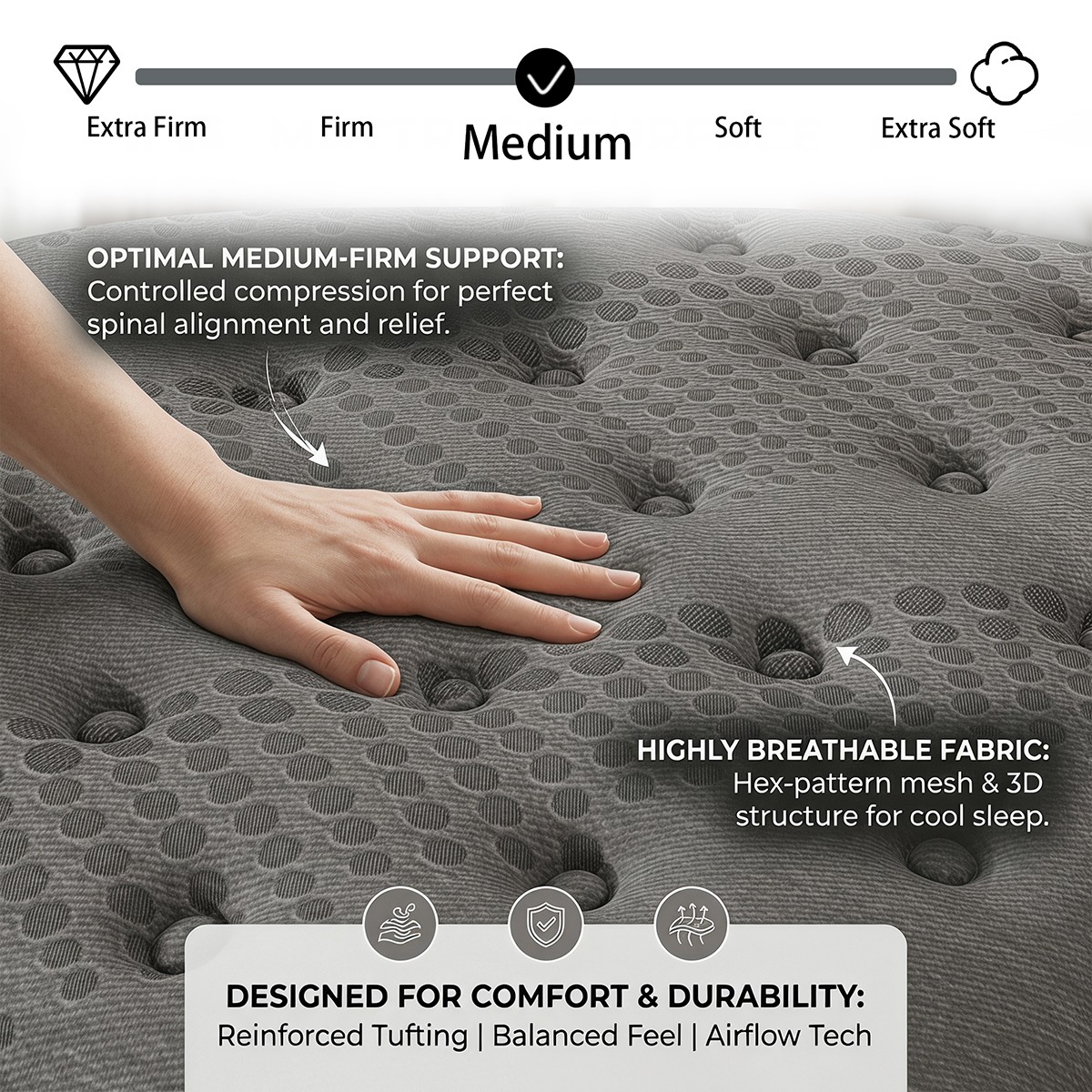 12″ Twin Hybrid Mattress Pocket Spring Gel Memory Foam Medium Firm Bed in a Box