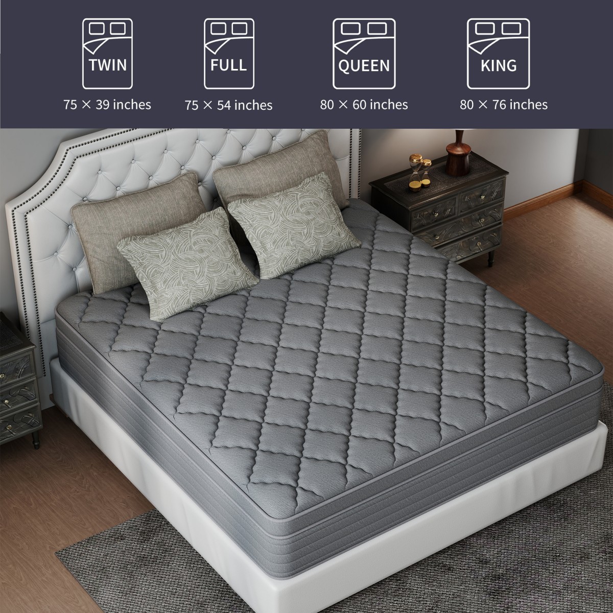 12″ 14″ Mattress Gel Memory Foam Hybrid Spring Twin Full Queen King Bed in a Box