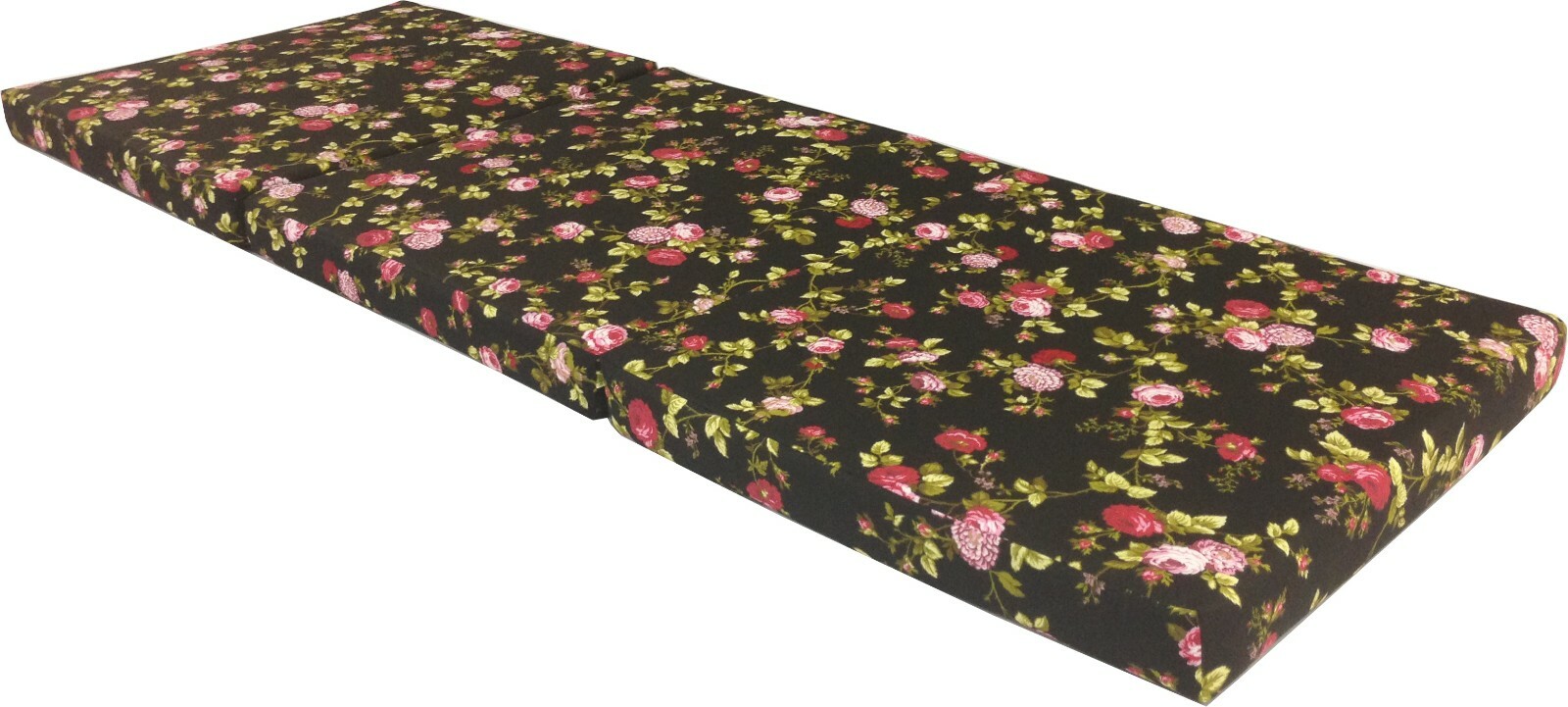 Trifold Foam Beds 3x27x75, Foam Density 1.8 lbs, Portable Folding Mats, Rose blk