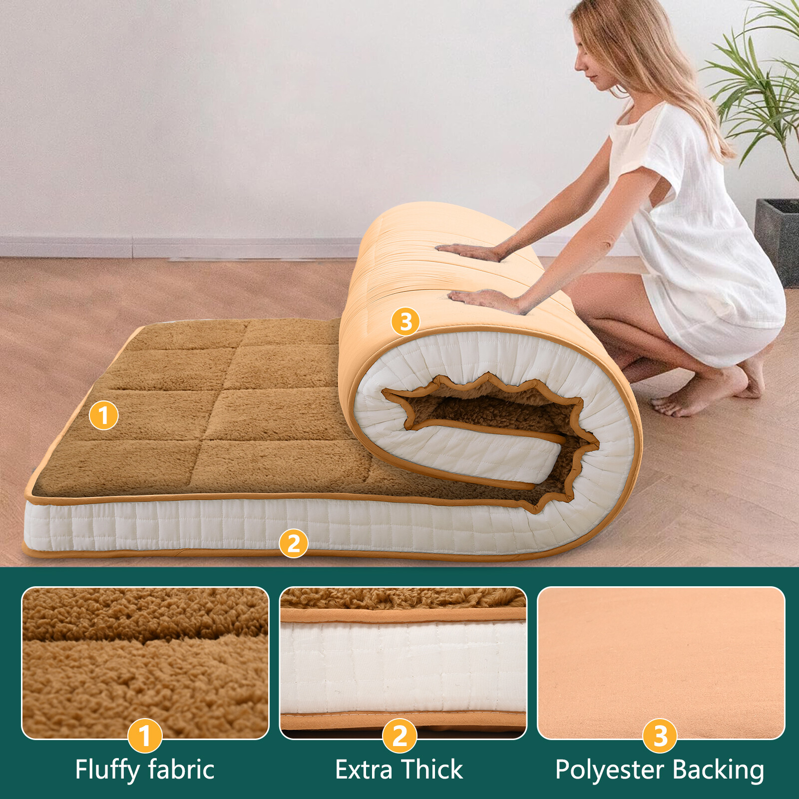 NAIZEA Japanese Floor Mattress Futon Mattress Dual Use Design Mattress 4 Colors