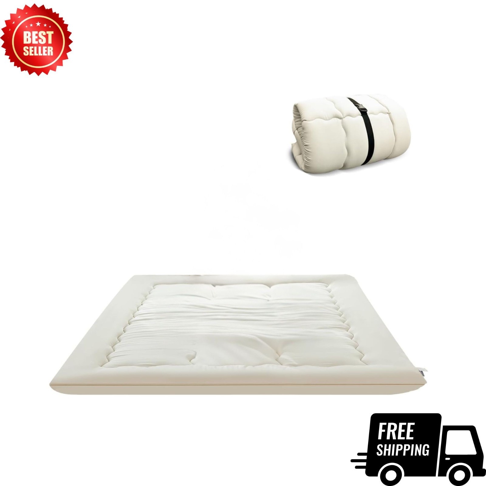 Japanese Floor Mattress 3″ Foldable Tatami Full Size 54×80 Beige