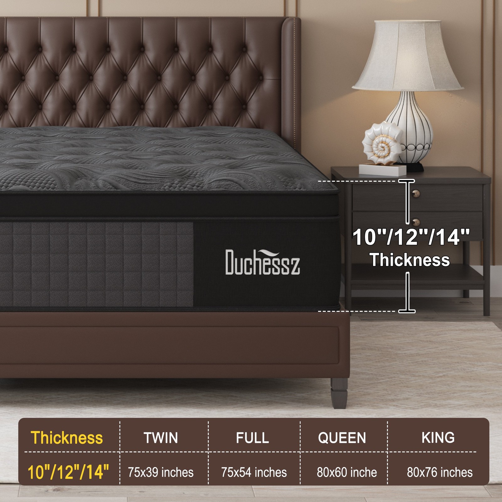 10″12″14″ Twin Full Queen King Size Mattress in a Box Hybrid Spring Memory Foam