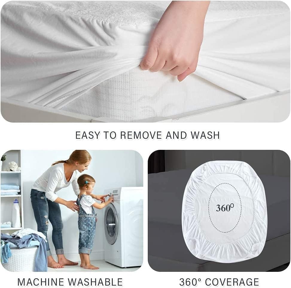 Comfort Beddings 100% Organic Cotton Mattress Protector Queen Queen, White