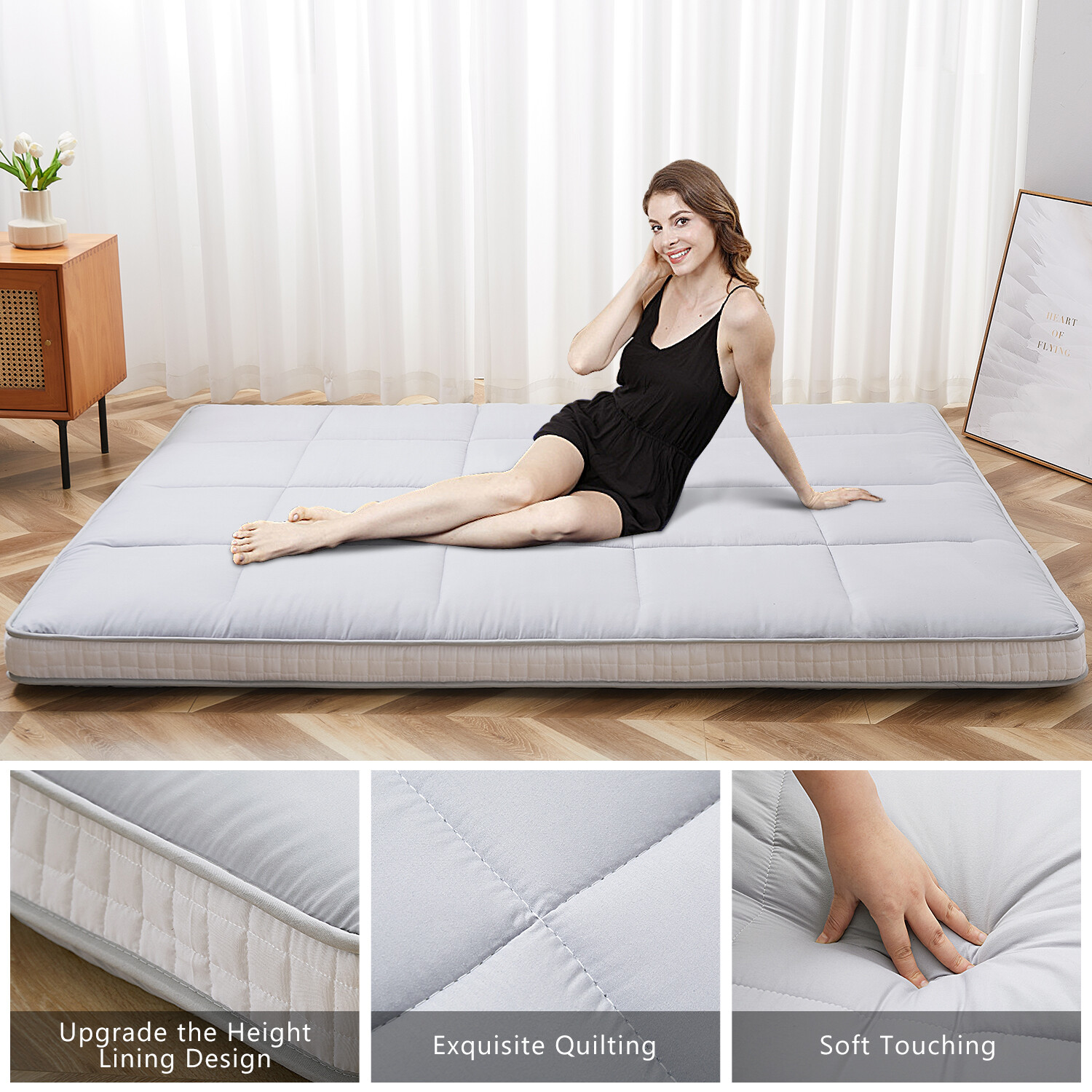 Futon Floor Mattress Japanese Traditional Shiki Futon Full Size Thicken Mat Pad