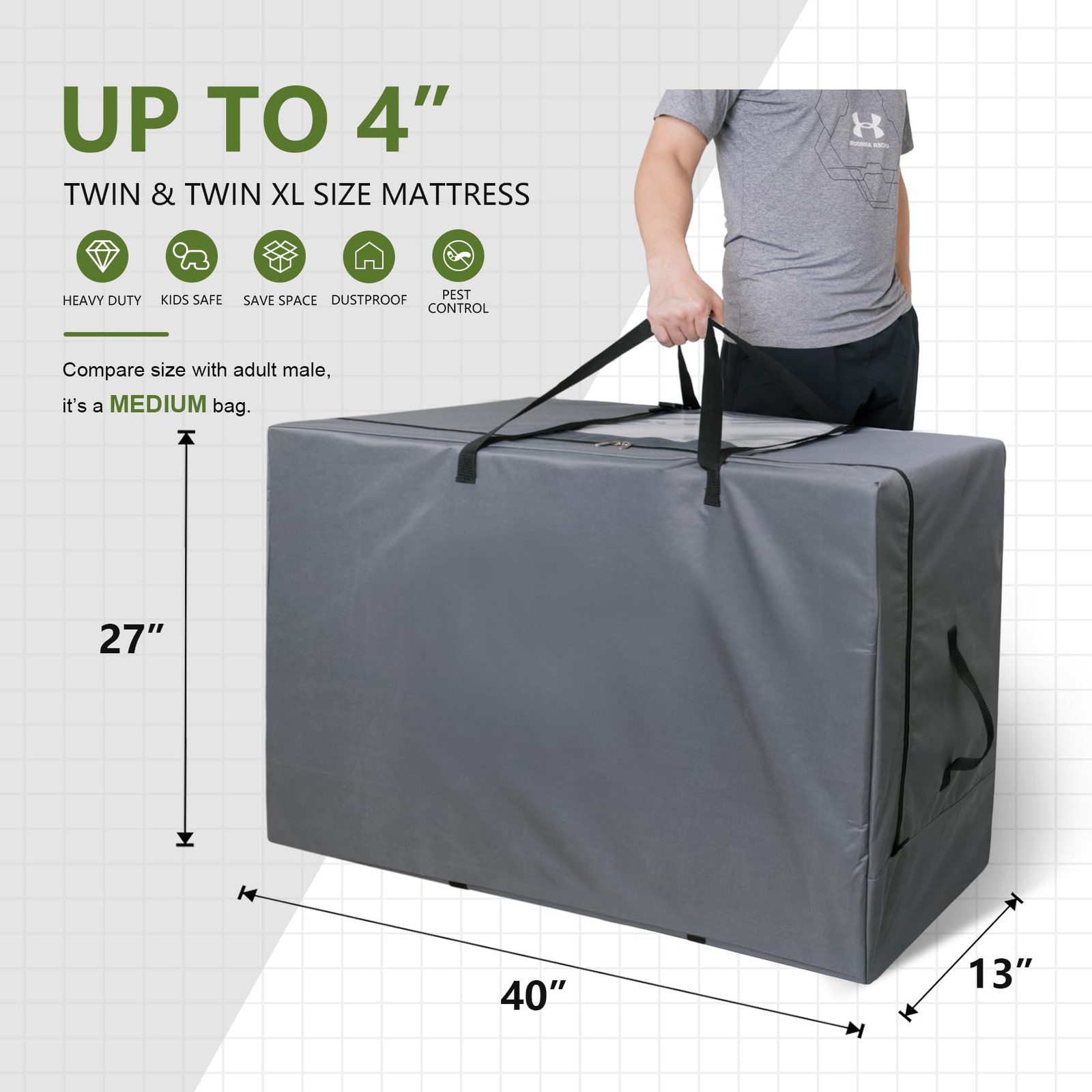 Cuddly Nest Folding Mattress Storage Bag for Tri-Fold Guest Beds TWIN/TWIN XL
