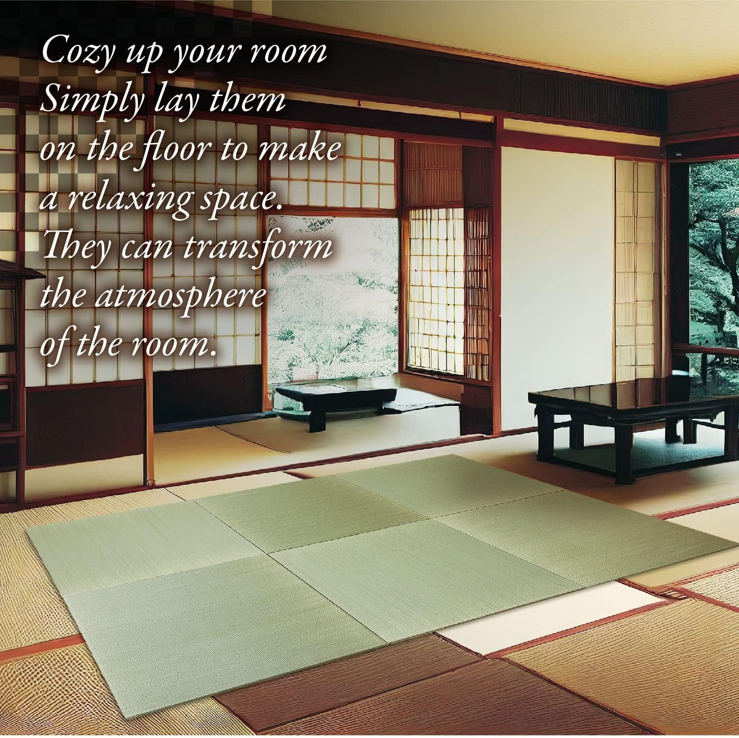 MIINA Tatami Mat Set – Finely Woven Igusa Grass, Japanese futon Mattress#2587QY1