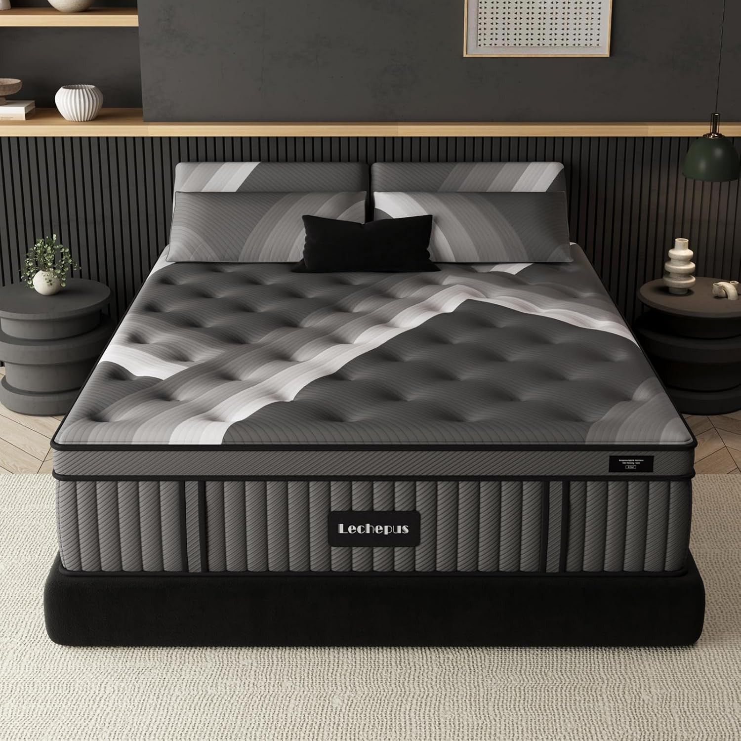 Lechepus 14Inch Queen Mattress in Box, Plush Memory Foam Queen Size Hybrid Mattr