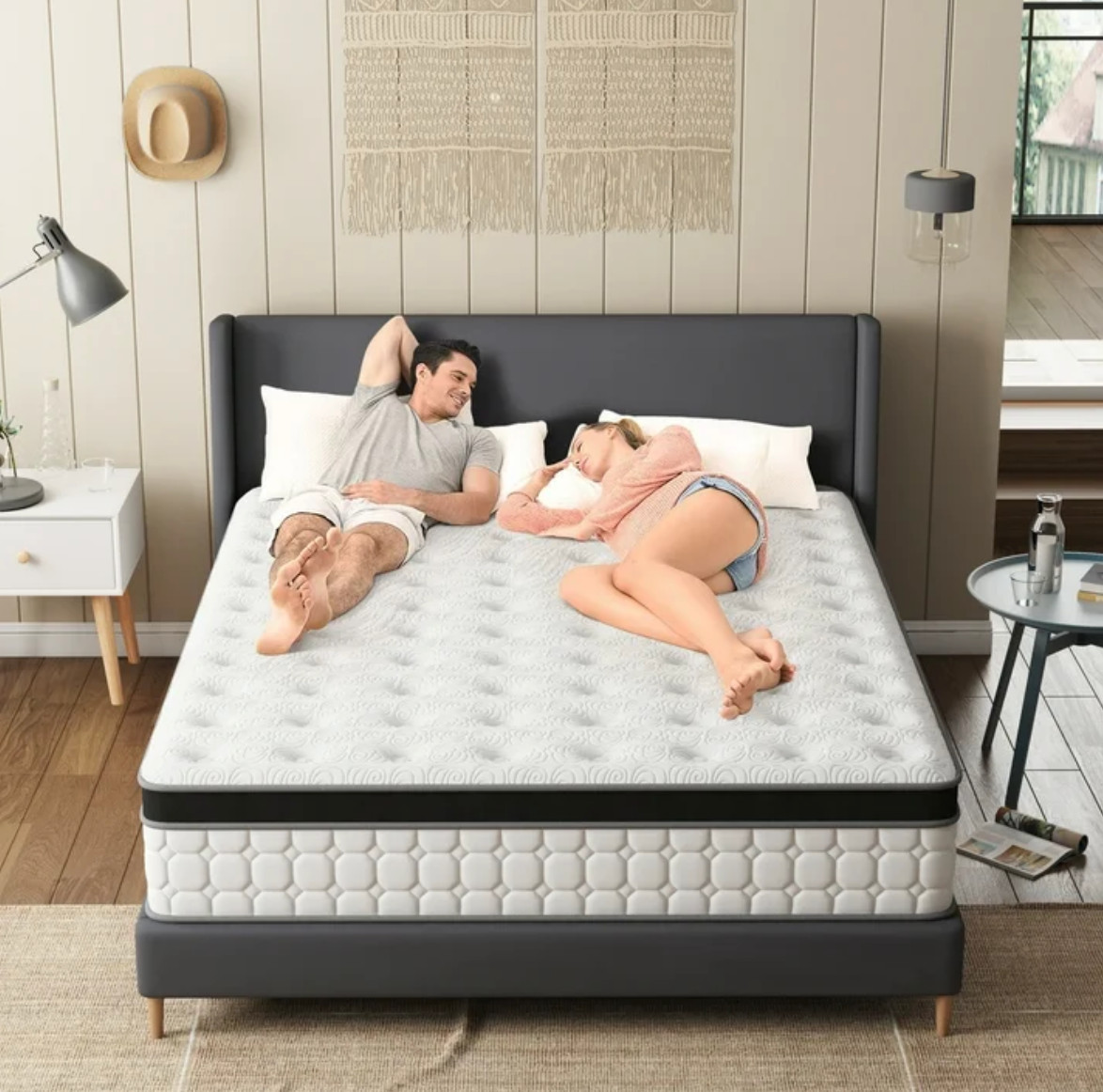 12in King Gel Memory Foam Hybrid Mattress Medium Firm Bed Colchon King Cama USA