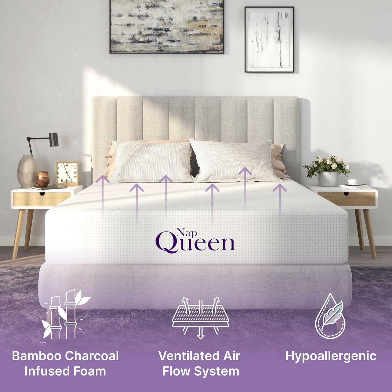 8 Inch Twin-Xl Size Mattress, Bamboo Charcoal Memory Foam Mattress, Bed in a Box