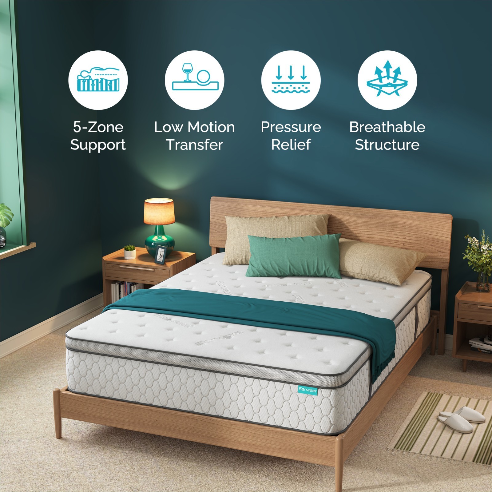 8/12 inch Gel Cooling Memory Foam Hybrid Mattress Pocket Spring, Full Queen Size