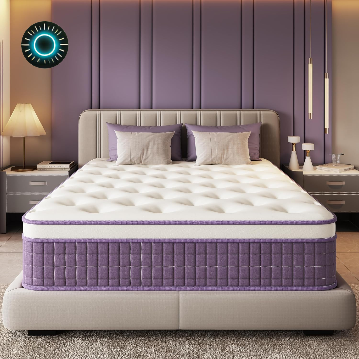 12″ Purple Hybrid Queen Mattress – Gel Memory Foam & Pocket Springs for Comfort