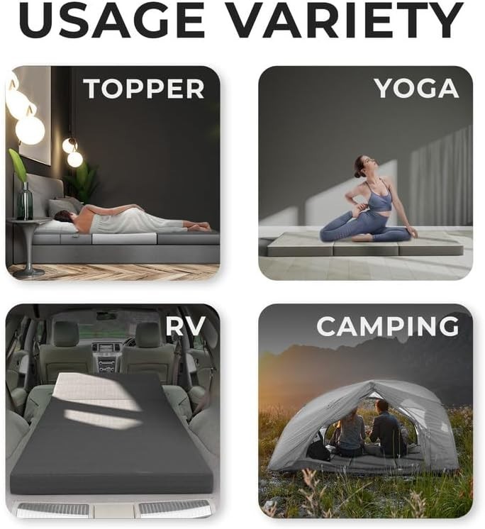 Comfortable and Portable 4-Inch Twin Folding Mattress with Removable Cover