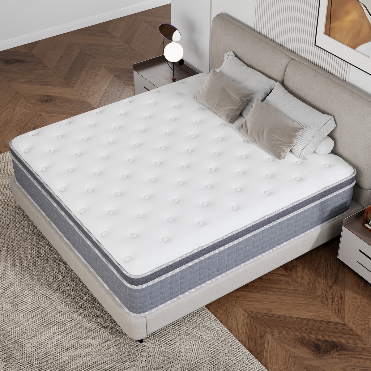12 Inch Queen Size Mattress In a Box Gel Memory Foam Pocket Spring Medium Firm