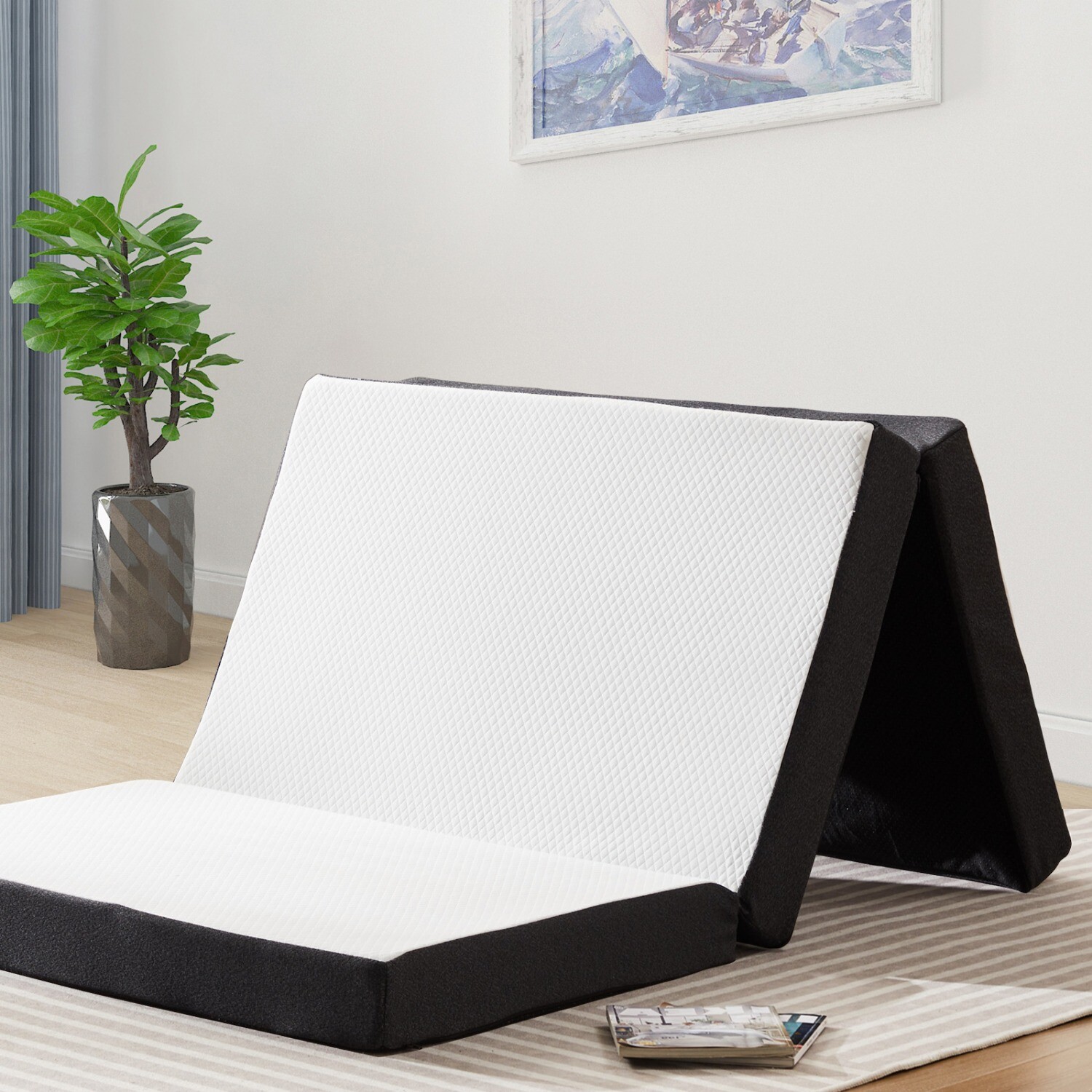 3″ Tri-fold Memory Foam Mattress w/ Washable Cover, Foldable&Portable Floor Bed