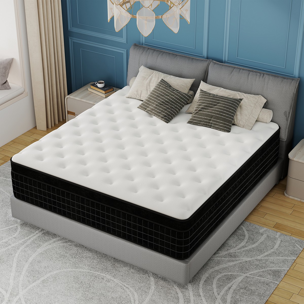 12″ Queen Mattress in a Box Gel Memory Foam Hybrid Pocket Spring Medium Firm