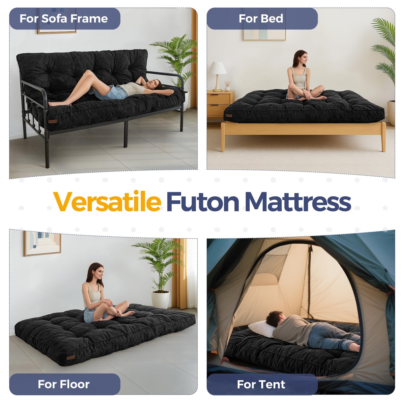 Colchon Futon De Tamano Completo Con Relleno De Espuma Y Diseno De Lujo