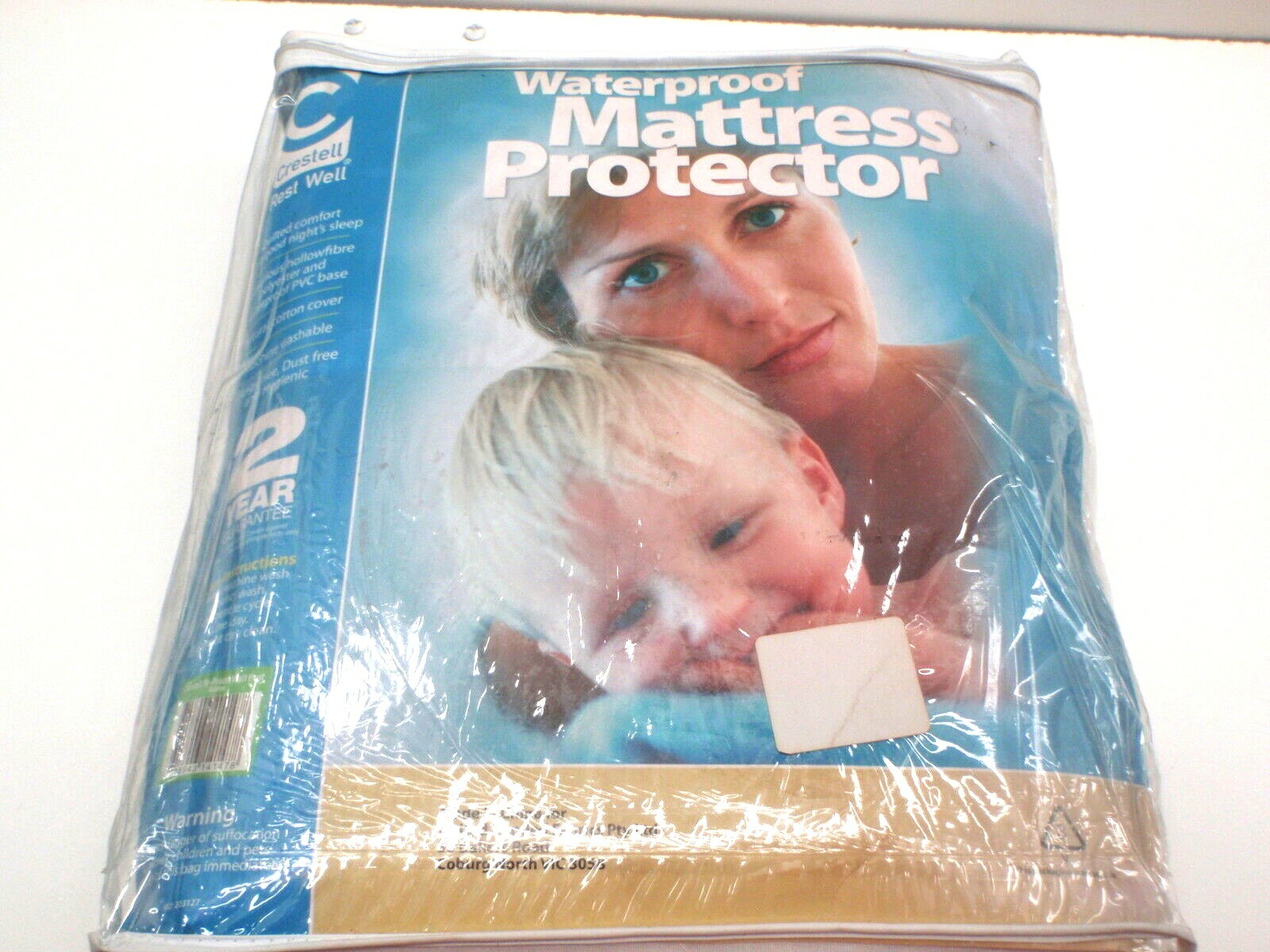 WATERPROOF MATTRESS PROTECTOR QUEEN SIZE CRESTELL COTTON POLYESTER WHITE