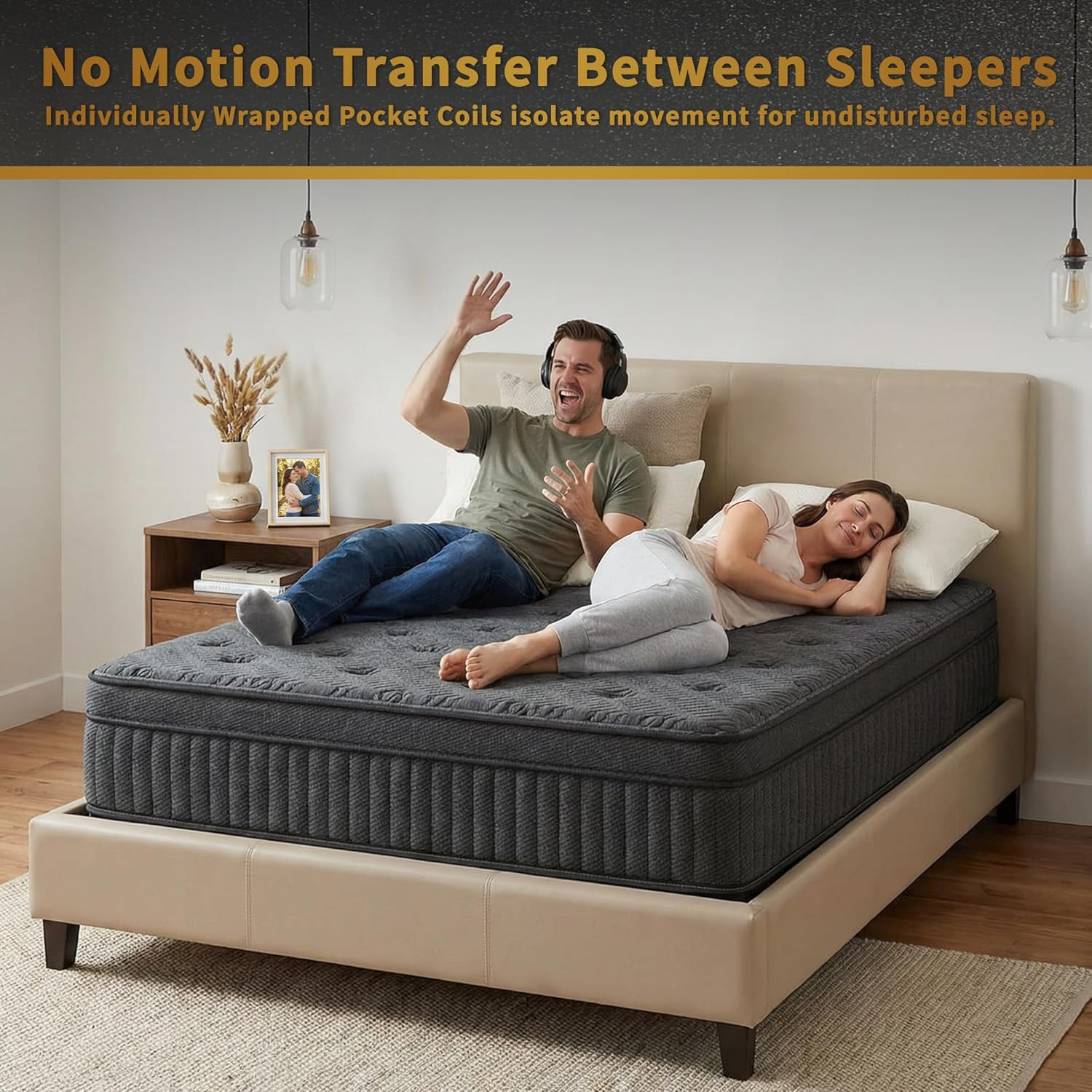 Inight Full Mattress, 12 Inch Medium Firm Hybrid, Nebulign Foam & Pocket Springs