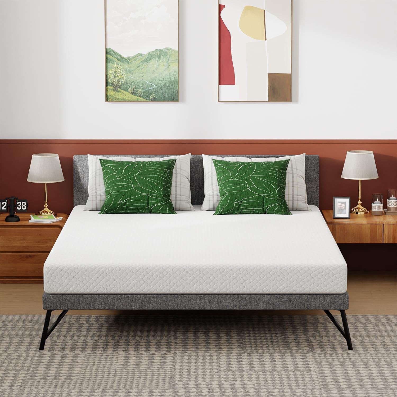 | 6 Inch Queen Mattress | Medium Firm | Memory Foam Mattress | White | Bed in…