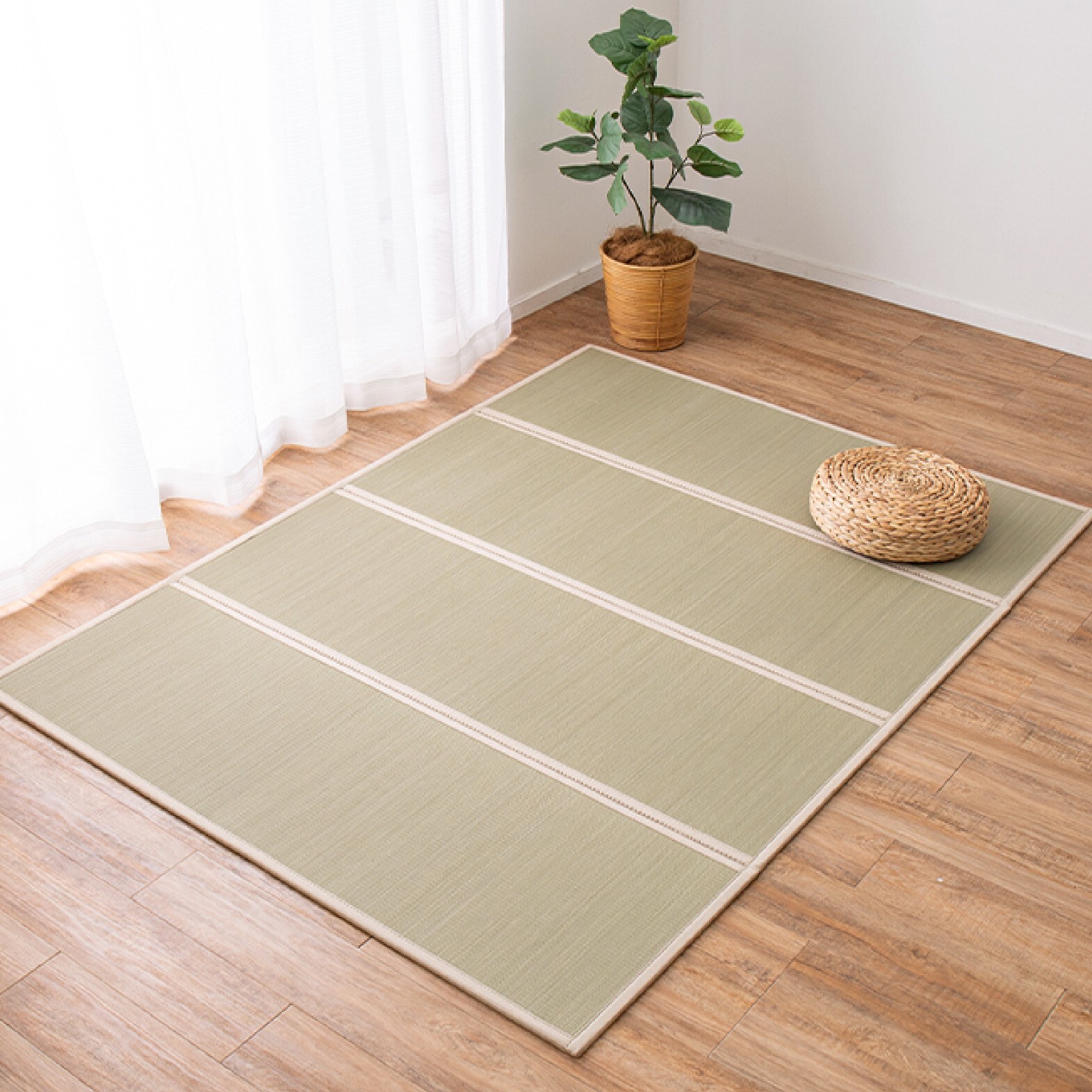 HAGIHARA Tatami Mattress Queen Japanese rush grass Futon mat Foldable Beige 2607