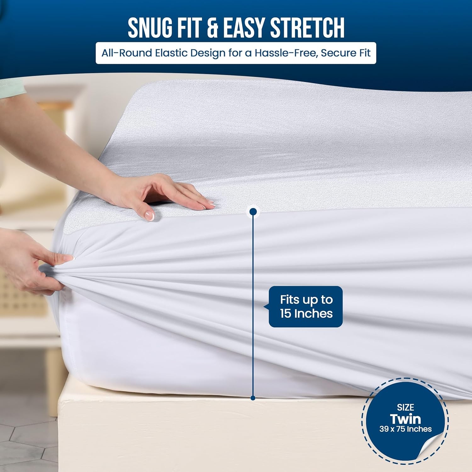 Utopia Bedding Waterproof Mattress Protector Twin Size, Premium Twin, White