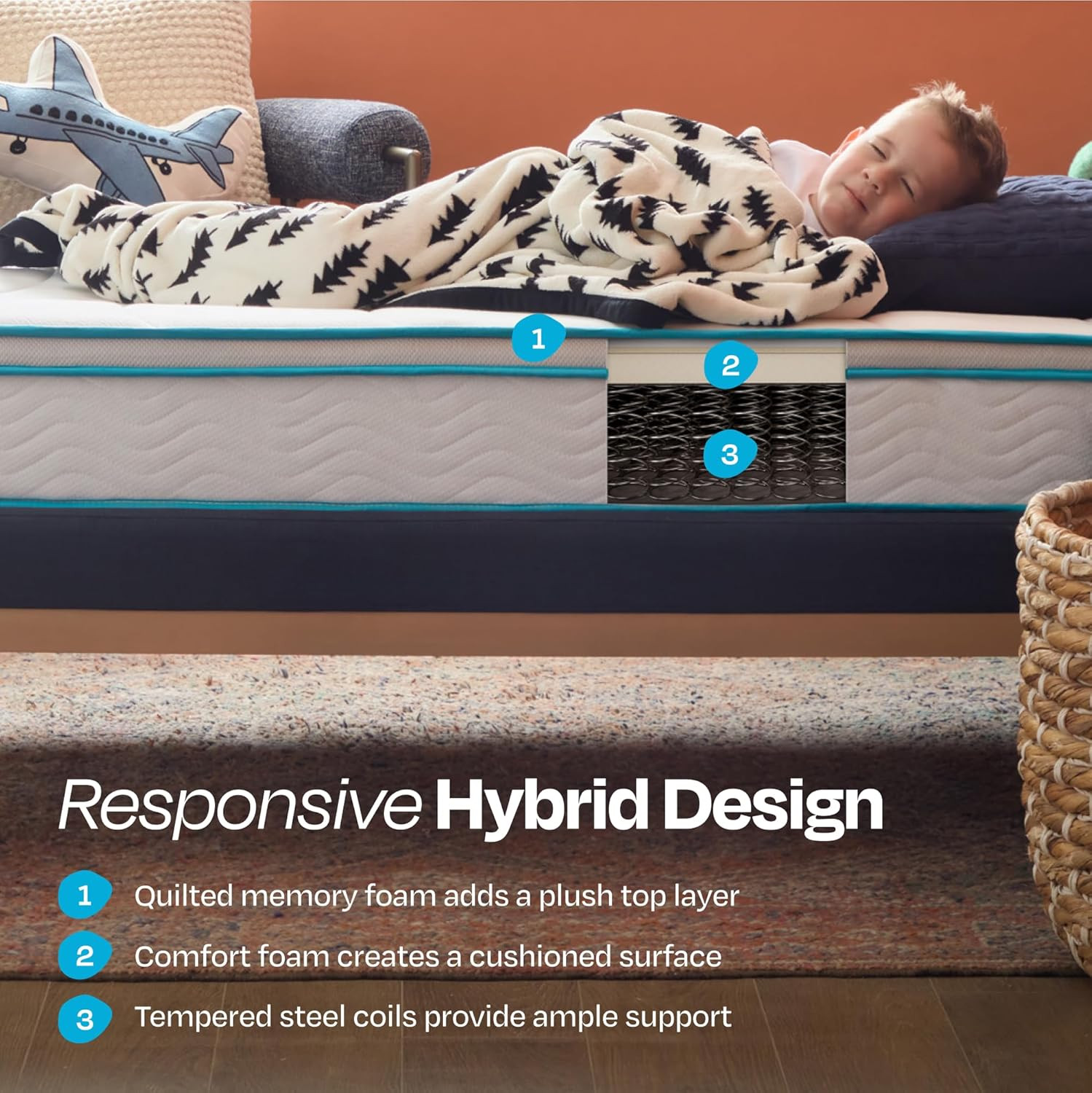 8 Inch Memory Foam Hybrid Mattress – Medium Firm – Bed in a Box – Breathable, Co