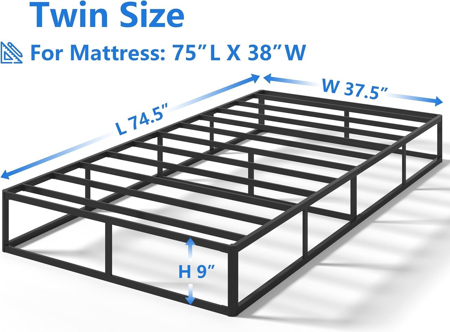 Box Spring Twin Bed Bases 9 Inch High Metal Twin Box Spring Only Heavy Duty