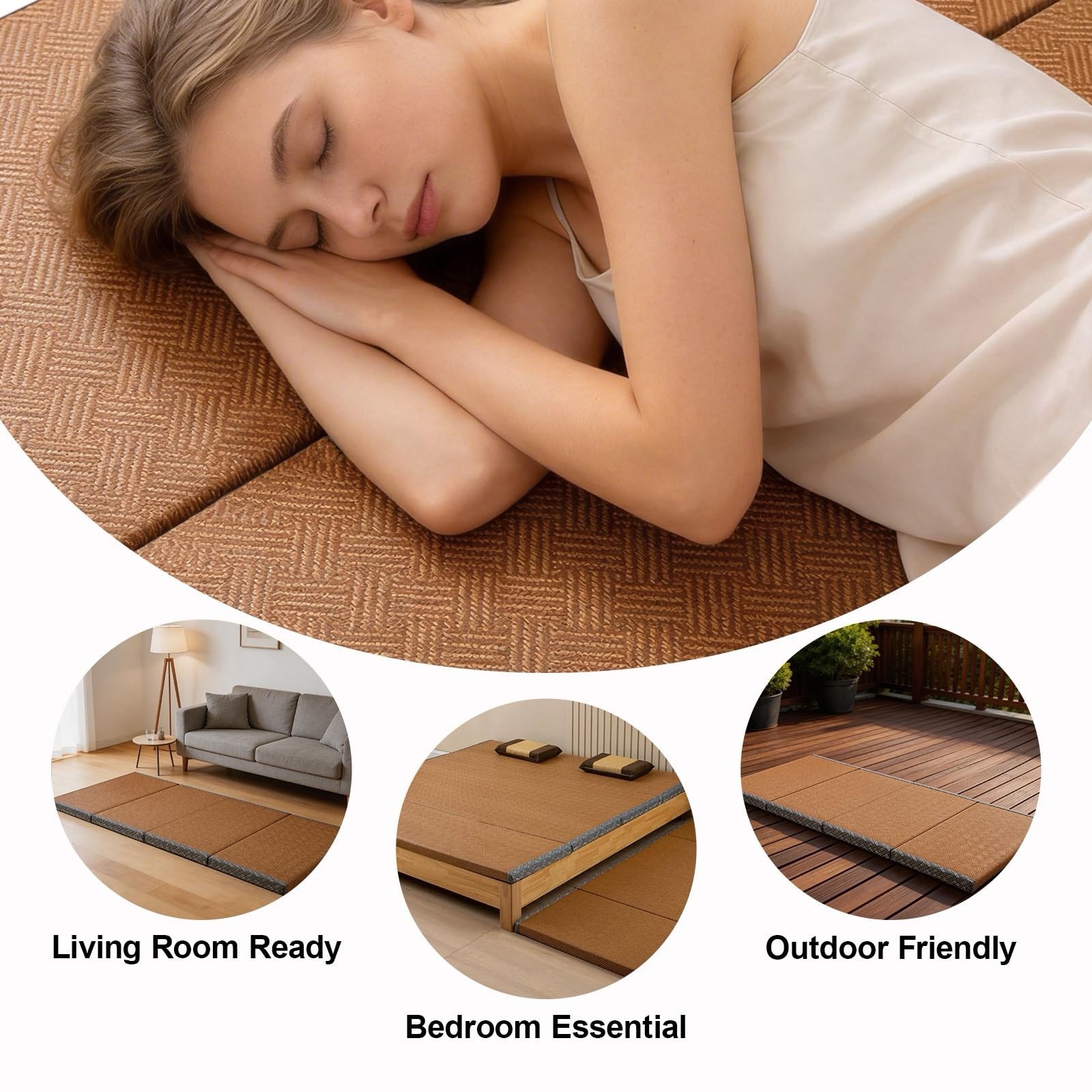 Japanese Traditional Tatami Mattress, Coconut Coir Mat Crafted From Rush Grass