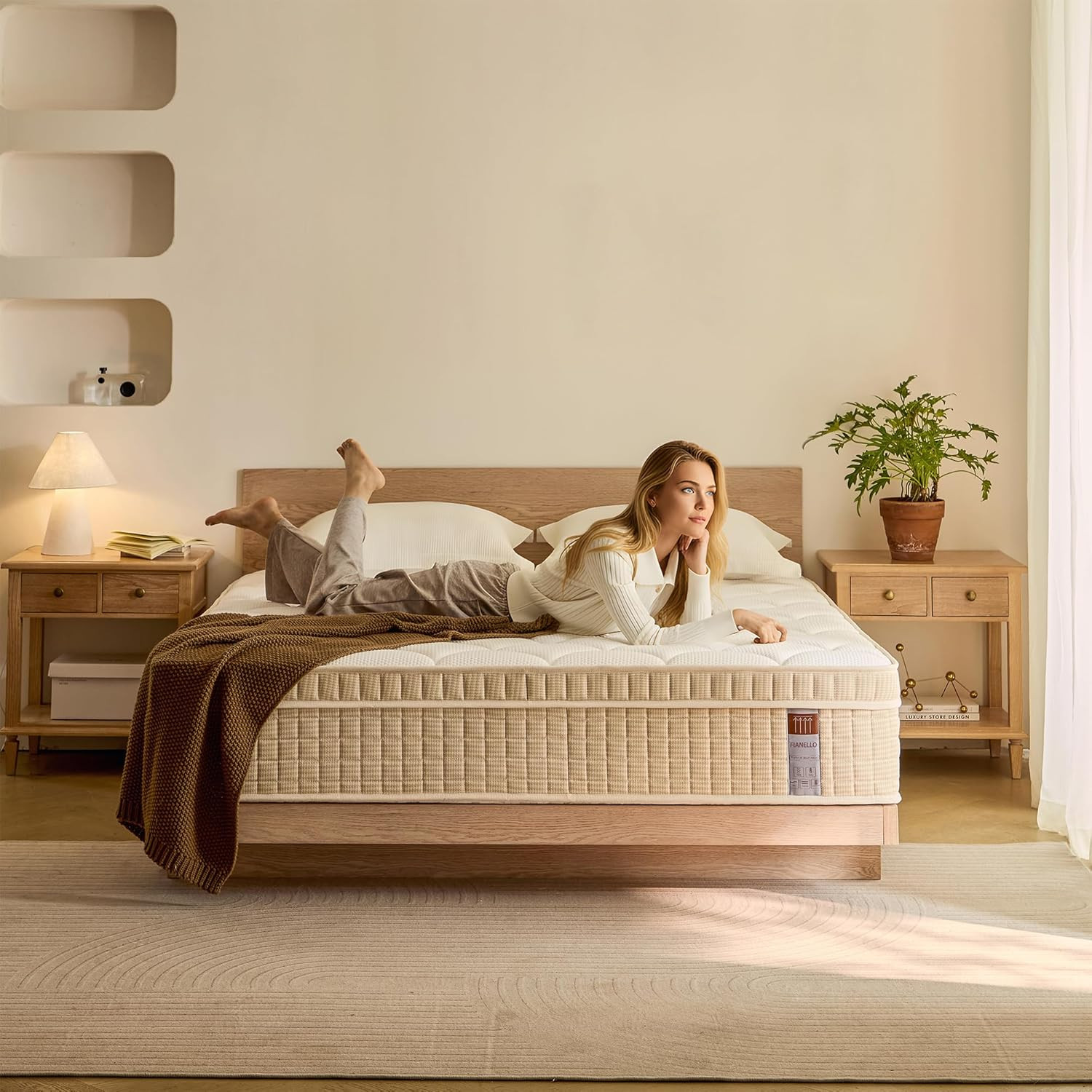14 Inch Full XL Hybrid Mattress in a Box, Medium Firm with Cooling Gel Memory Fo