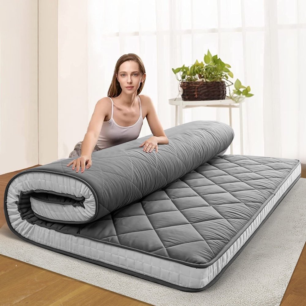 MOPHOTO Japanese Floor Mattress Diamond Patterned Futon Mattress Quilted Mat Pad