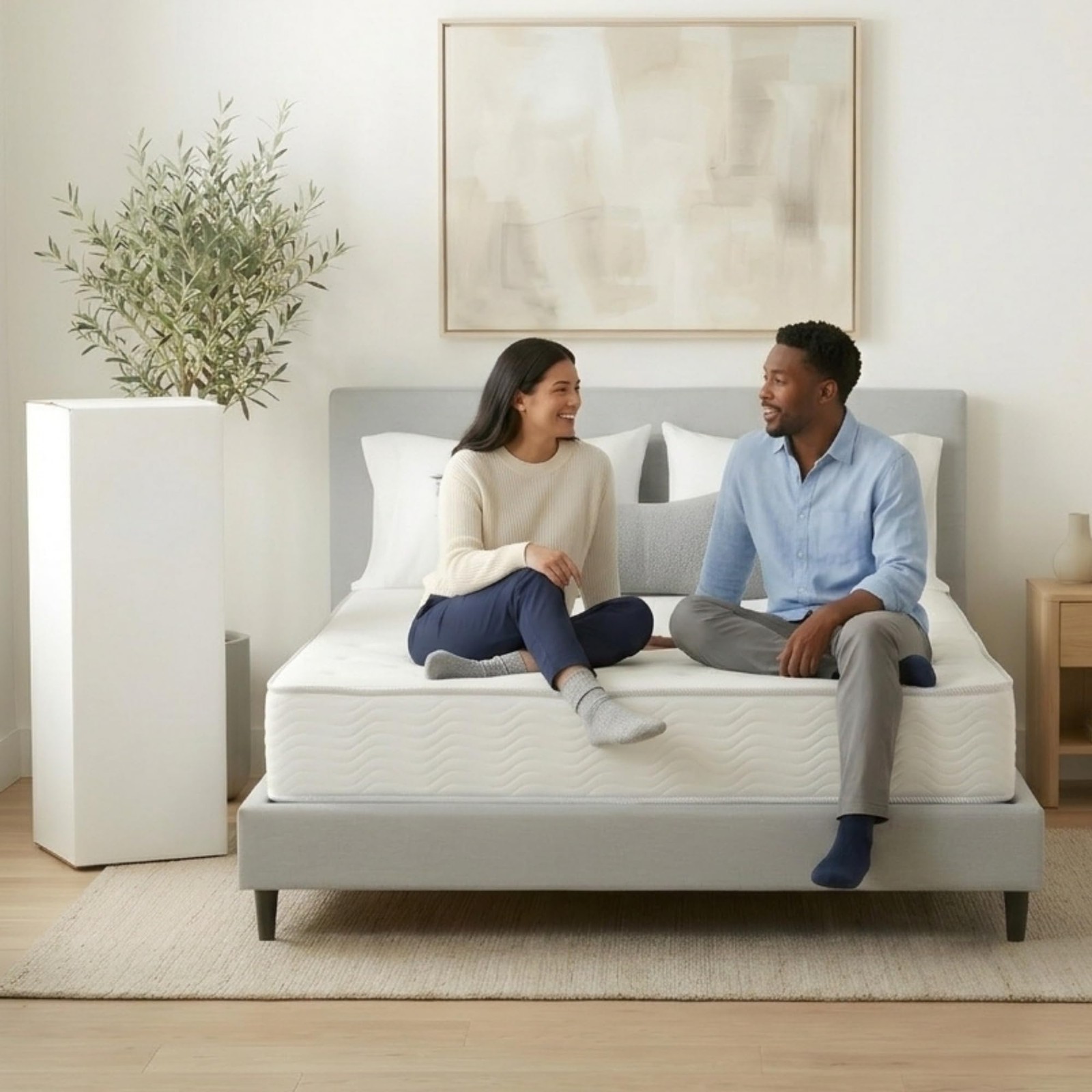 Pemberly Row Modern 9-Inch Polyurethane King Mattress in White