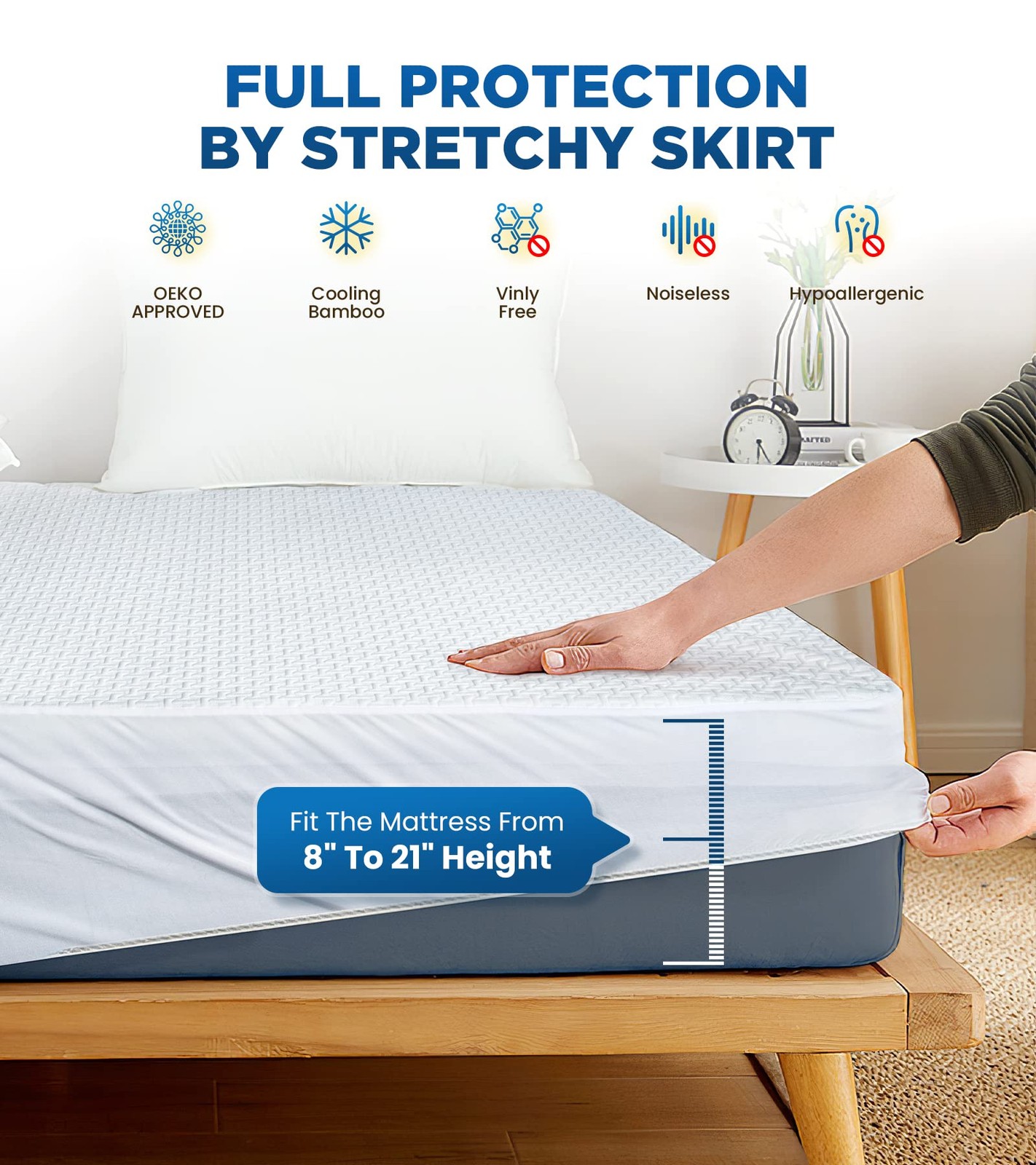 Premium 100% Waterproof King Mattress Protector Breathable King, White