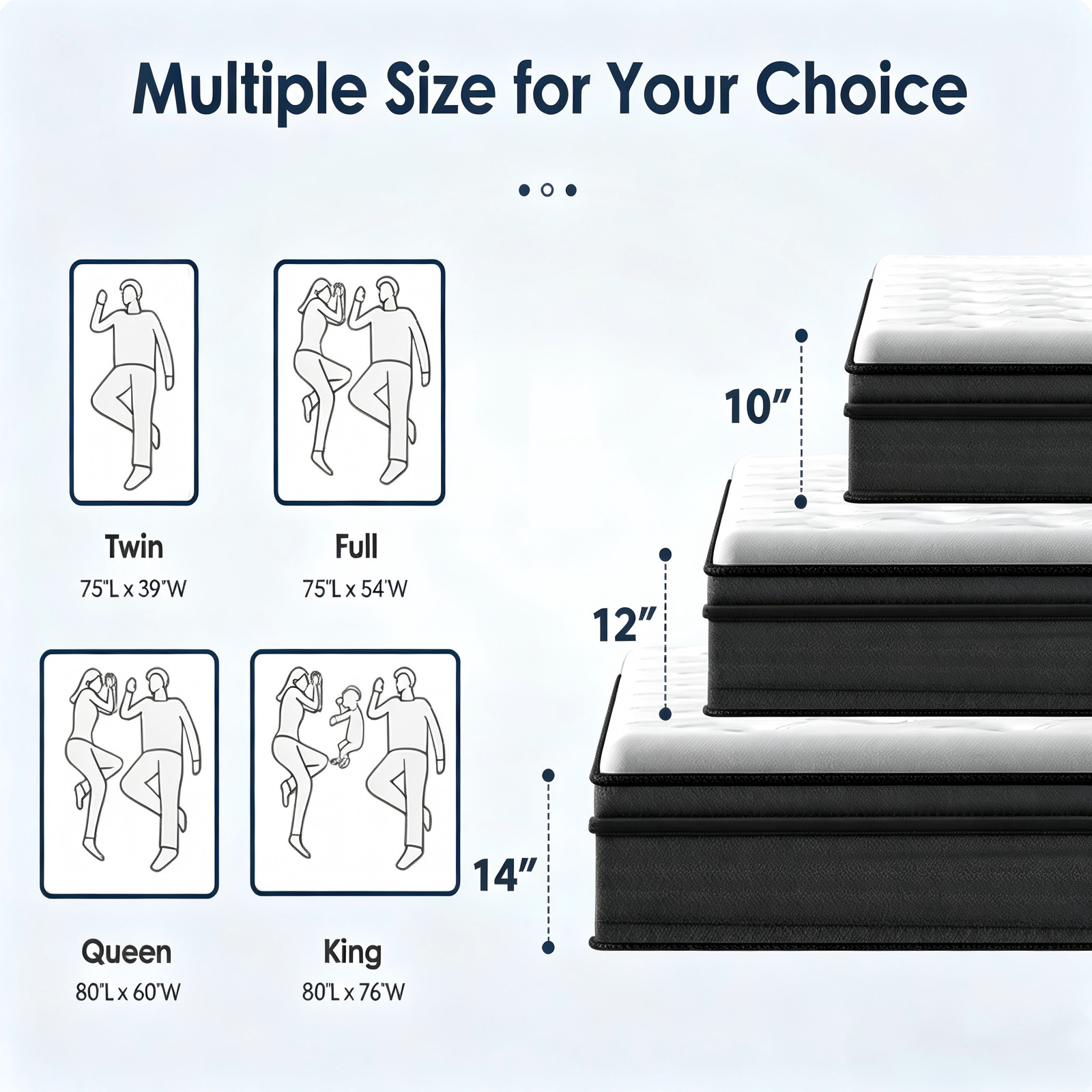 Queen Hybrid Mattress 12 Inch Pocketed Innerspring Medium Firm Pressure Relief