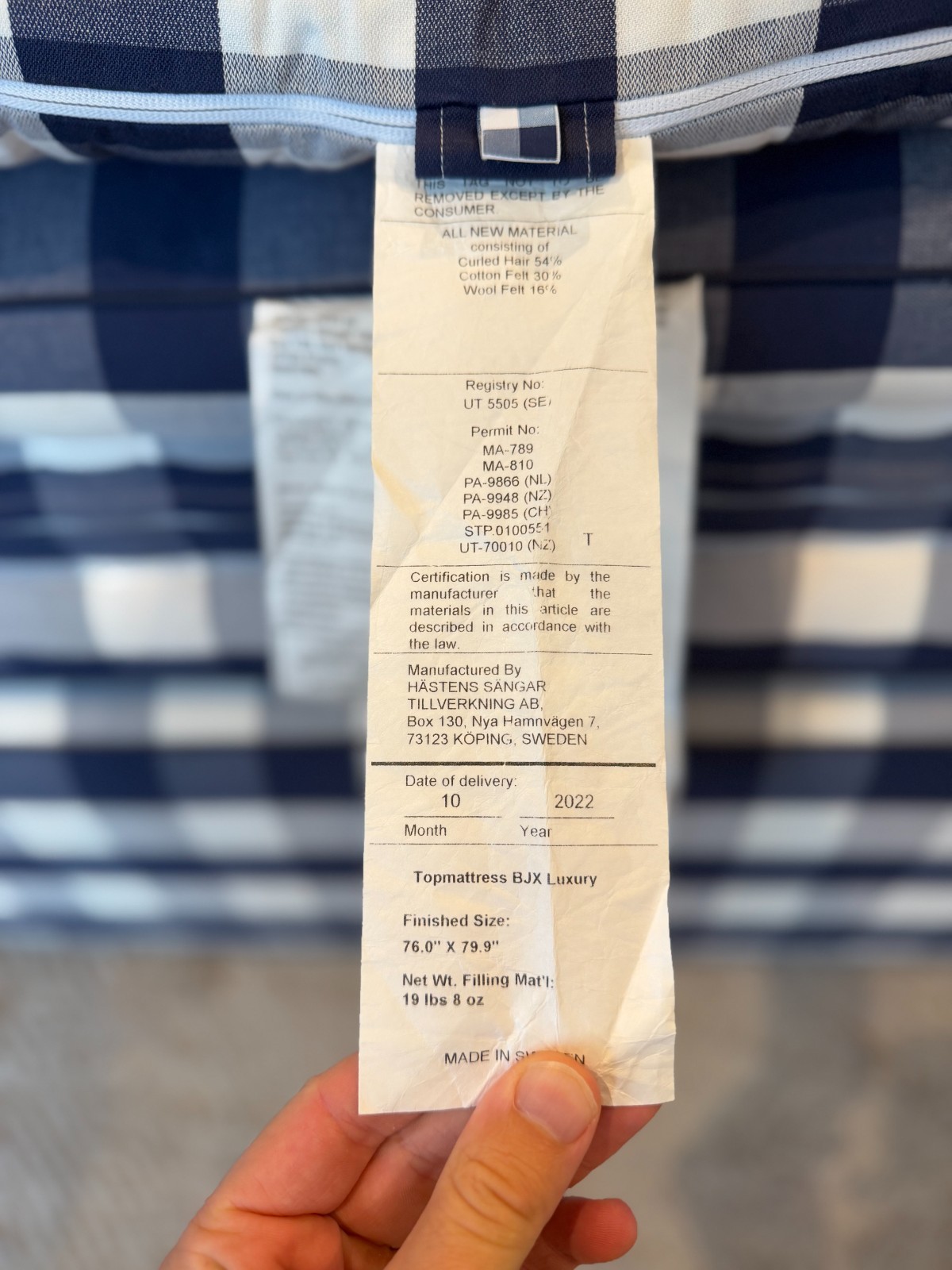 $91,000 HASTENS 2000t MATTRESS/BED