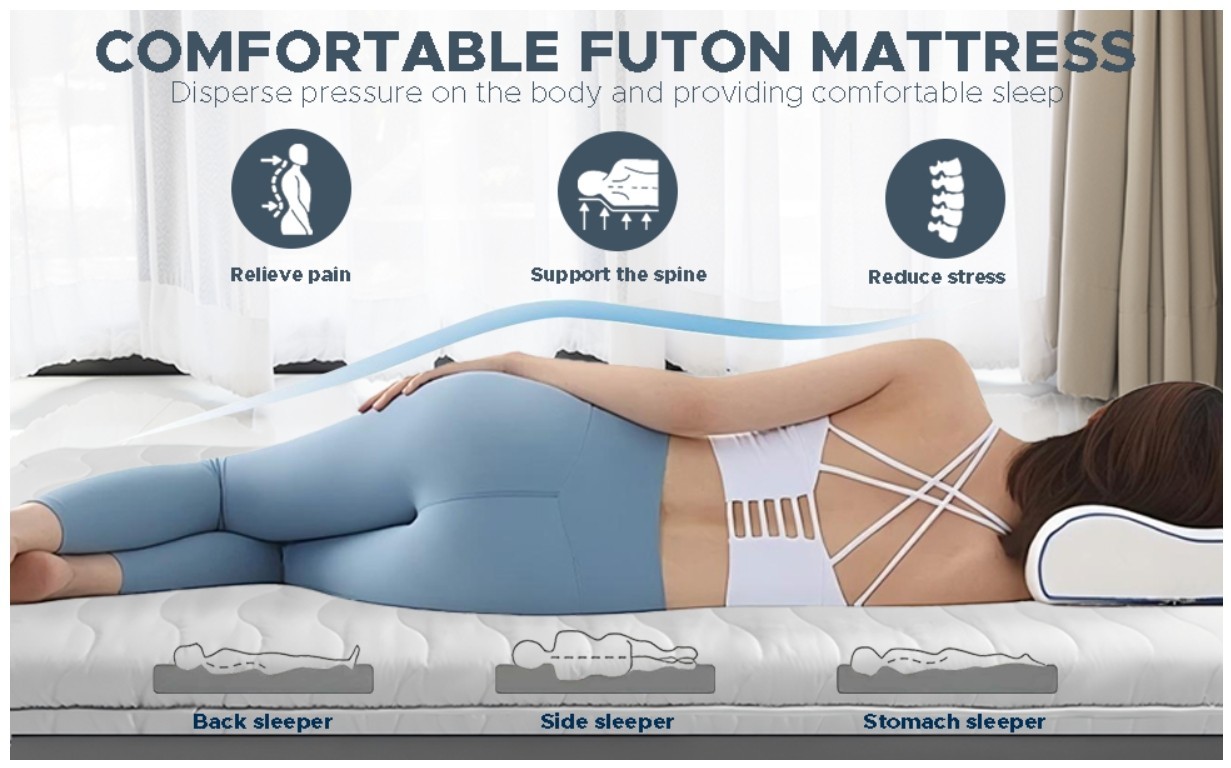 Japanese Floor Mattress, 100% High Density Comfortable Foam, 80x39x4″, Tatami